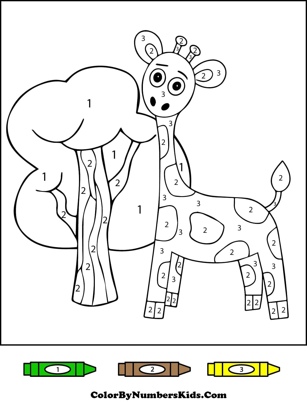A Giraffe Color By Number