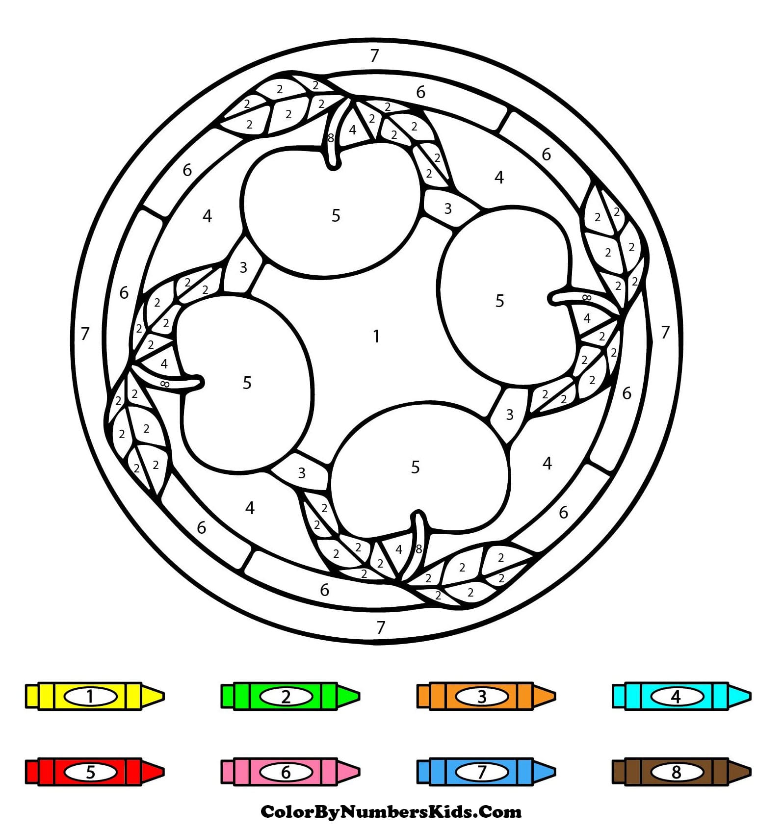 Apples Mandala Color By Number
