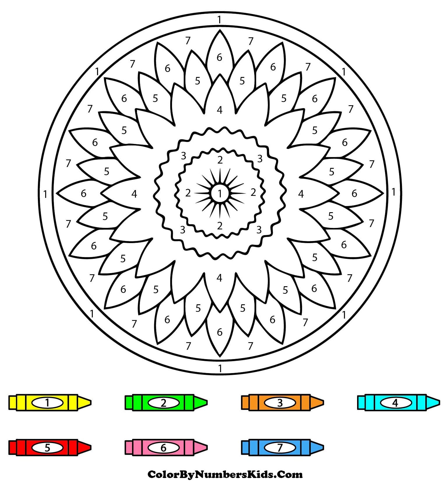 Beautiful Flower Mandala Color By Number