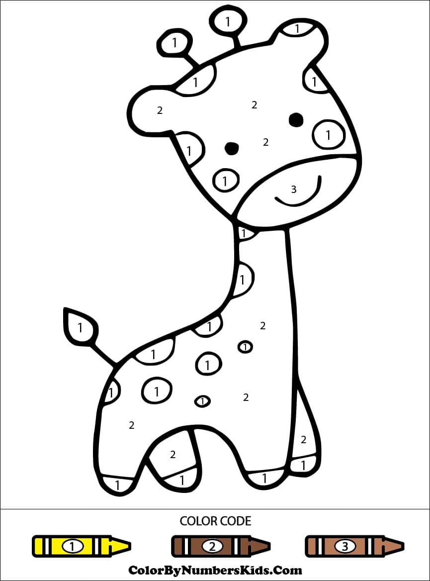 Cute Baby Giraffe Color By Number