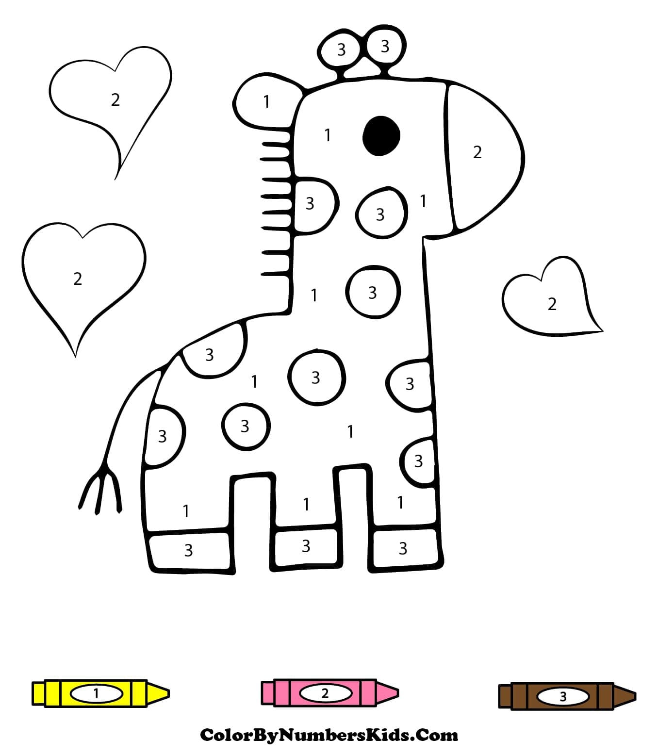 Cute Giraffe and Heart Color By Number