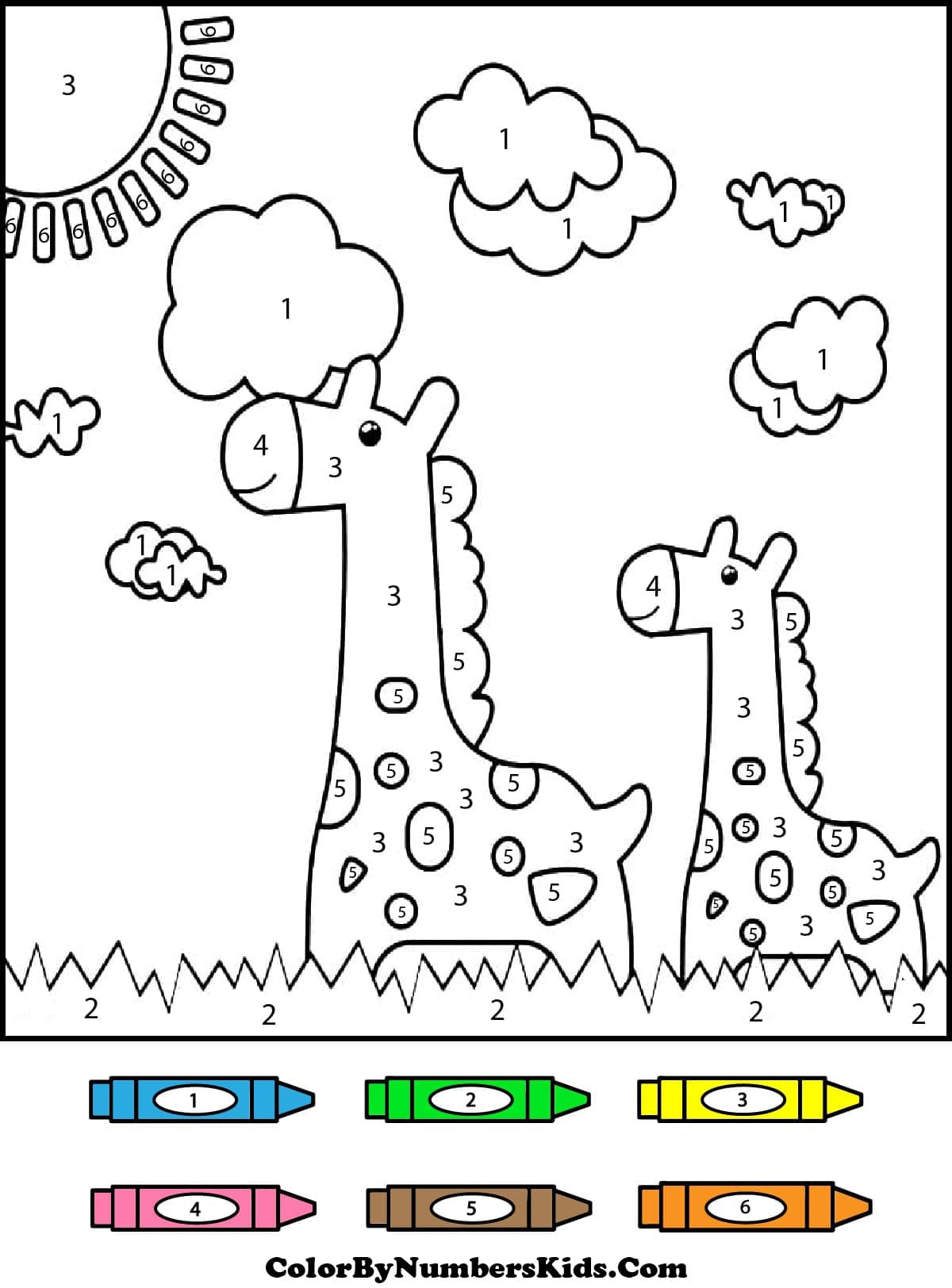 Cute Giraffes Color By Number