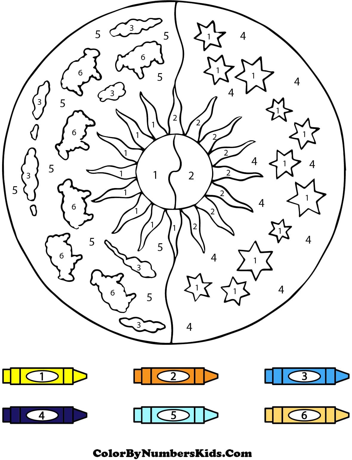 Day and Night Mandala Color By Number