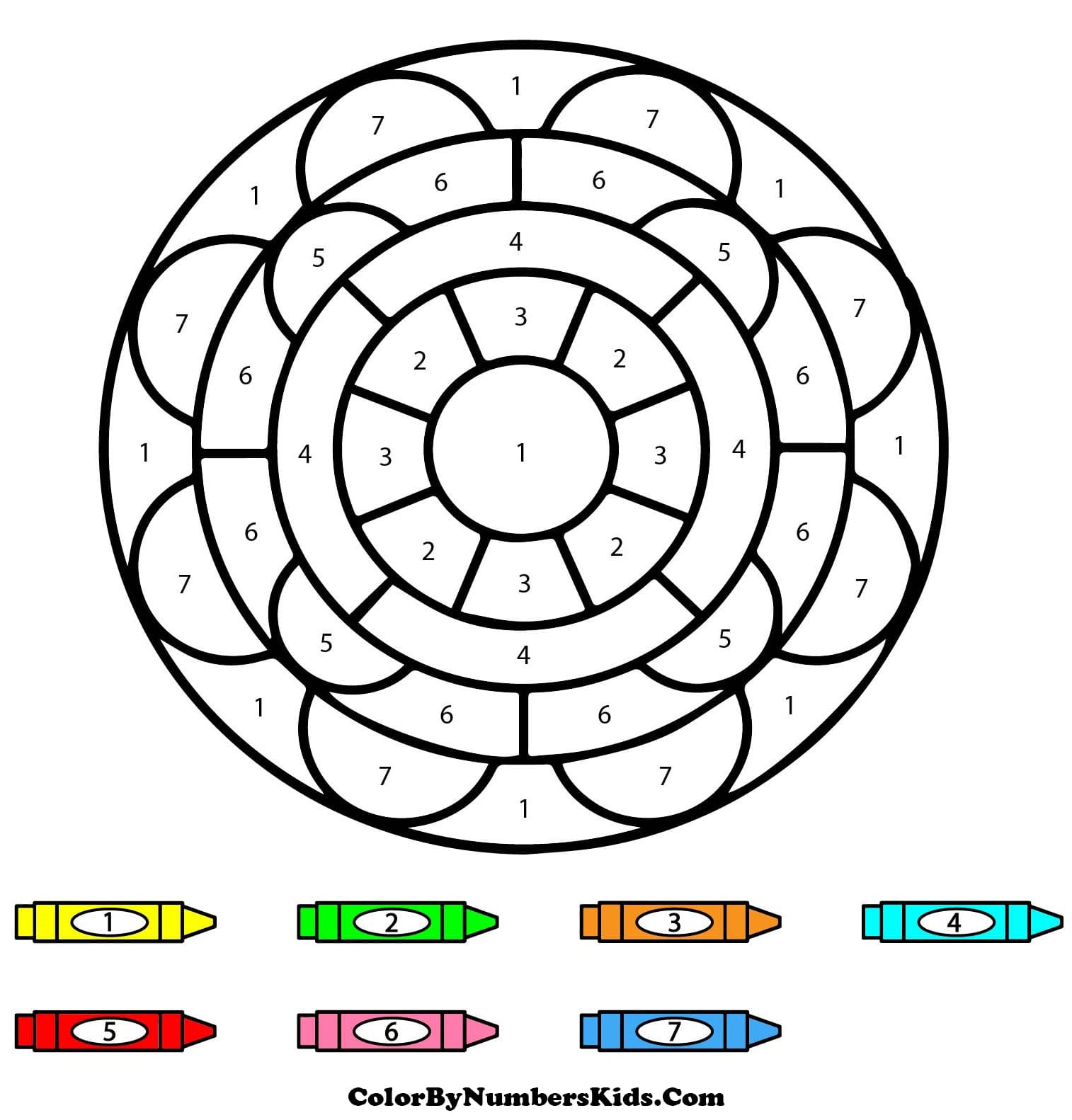 Flower Mandala Color By Number