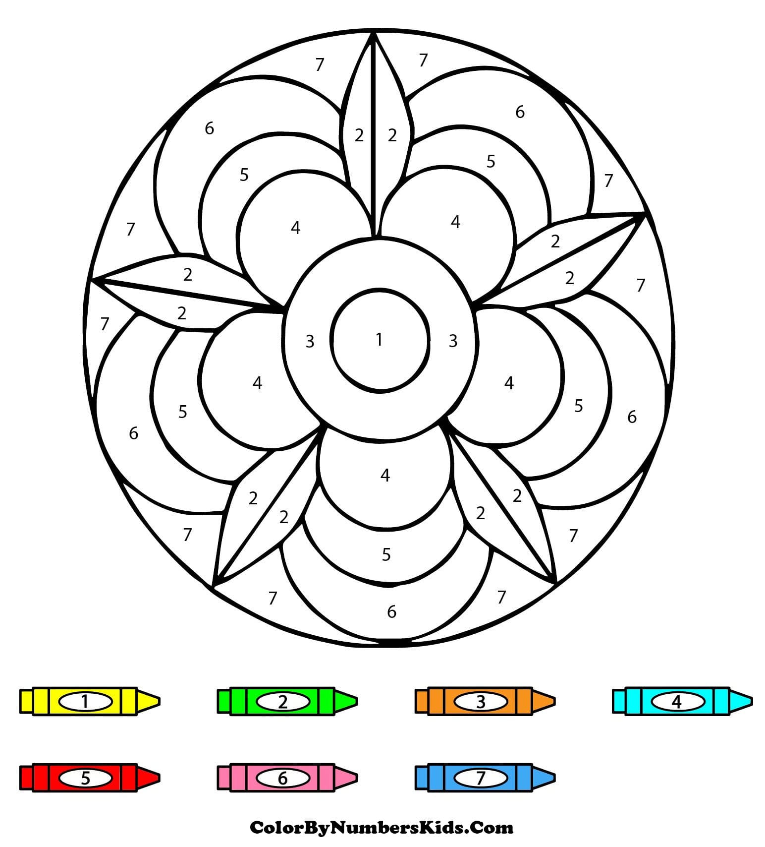 Flower and Leaves Mandala Color By Number