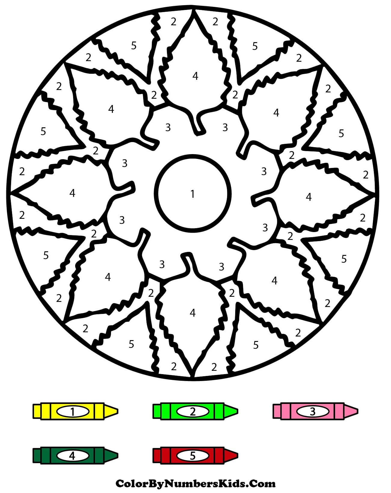 Flower with Leaves Mandala Color By Number