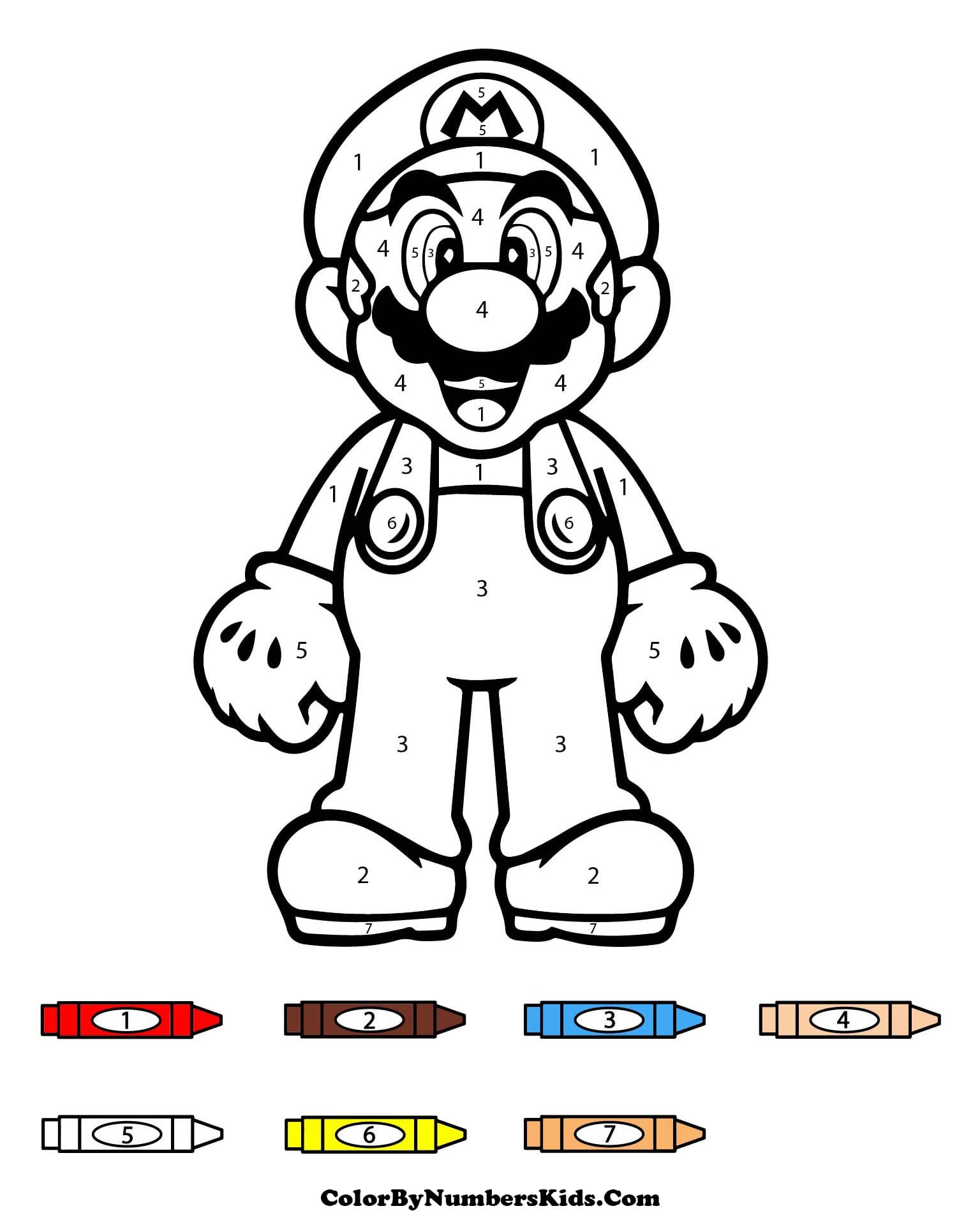 Free Mario Color By Number