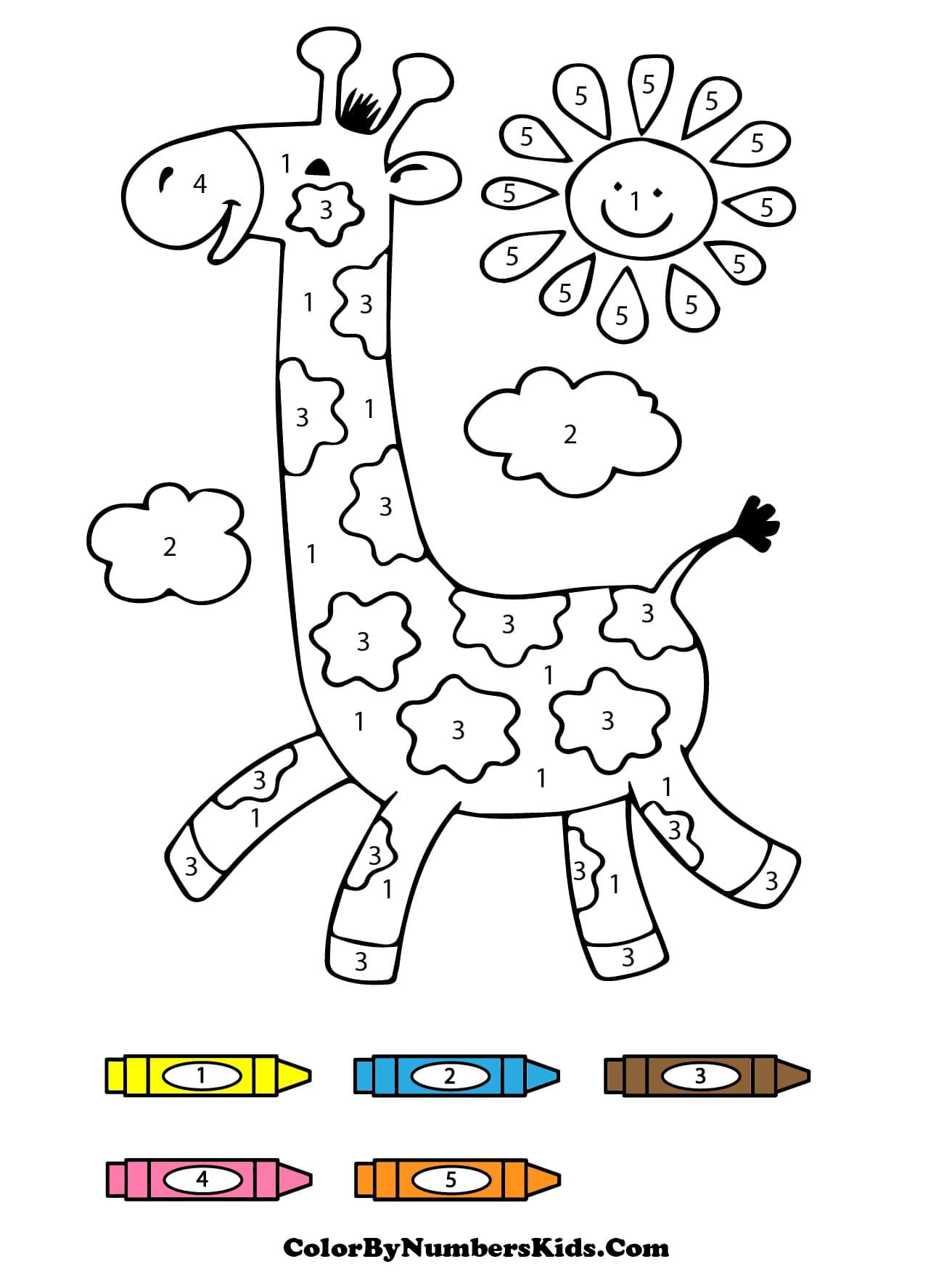 Friendly Giraffe Color By Number