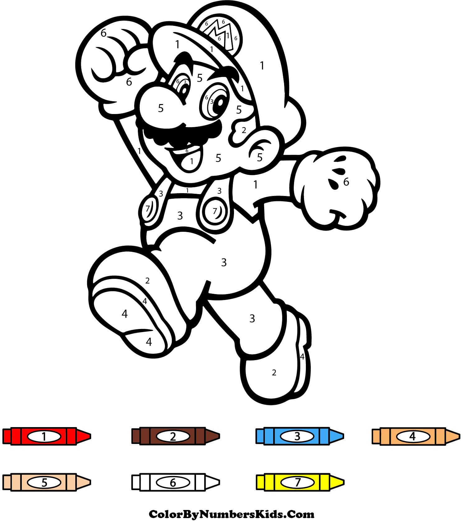 Happy Mario Color By Number