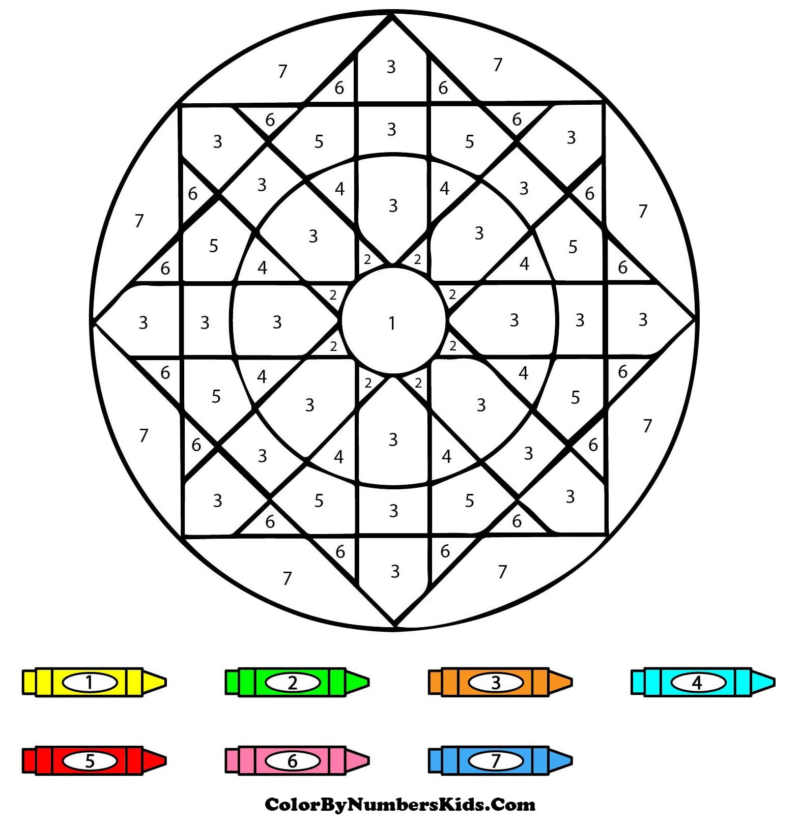 Mandala Color By Number Sheet