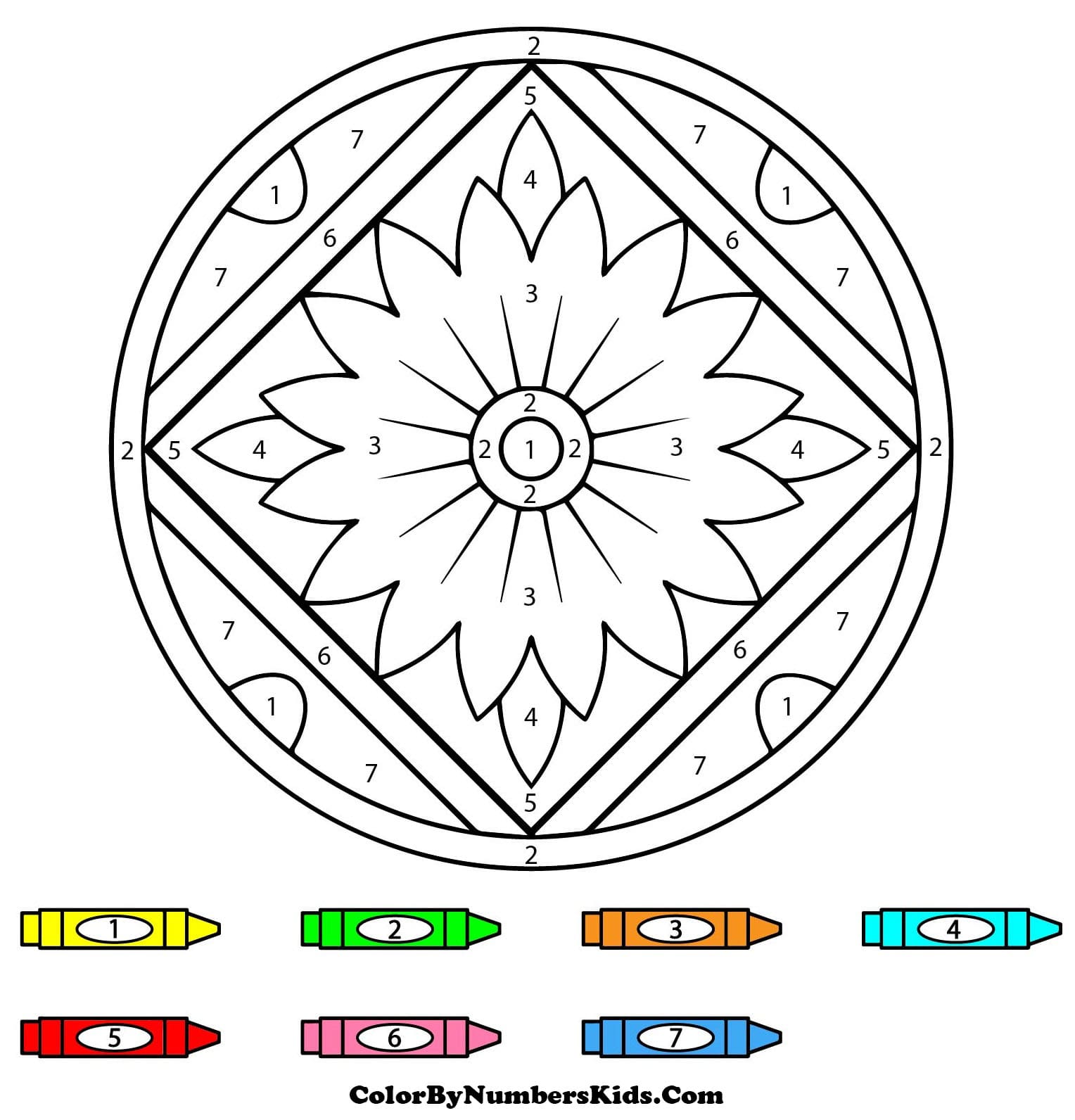 Mandala Flower Color By Number