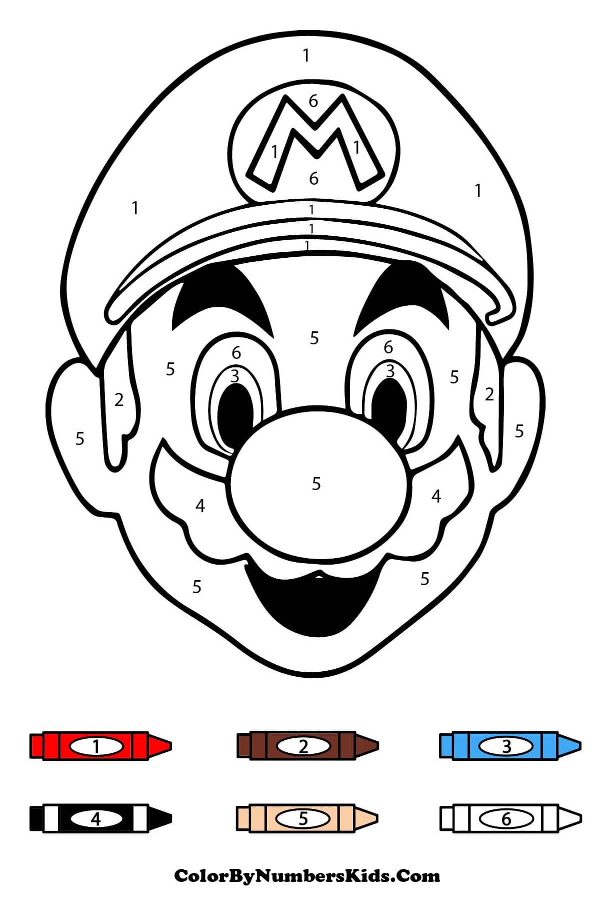 Mario Face Color By Number