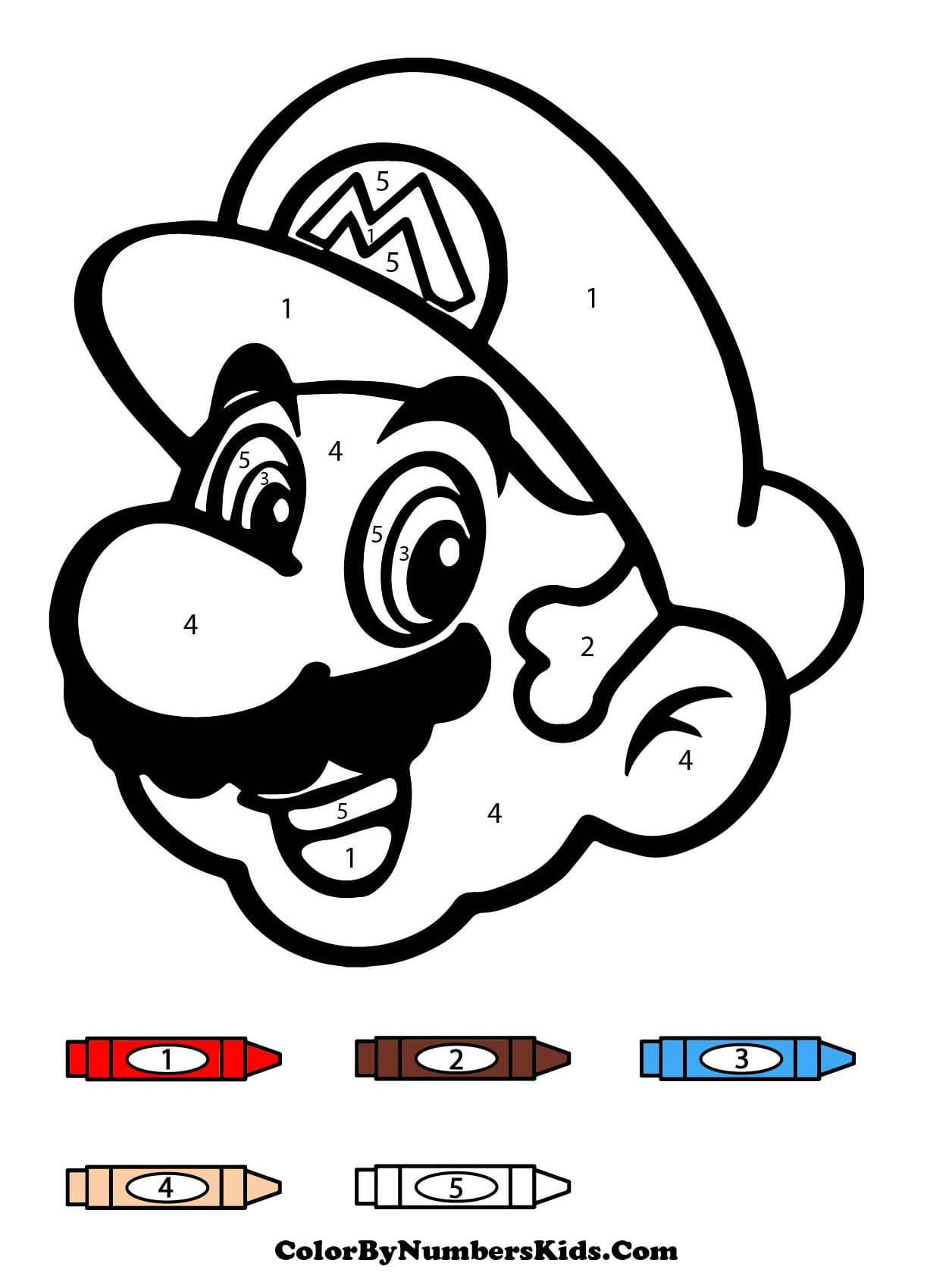 Mario Smiling Color By Number