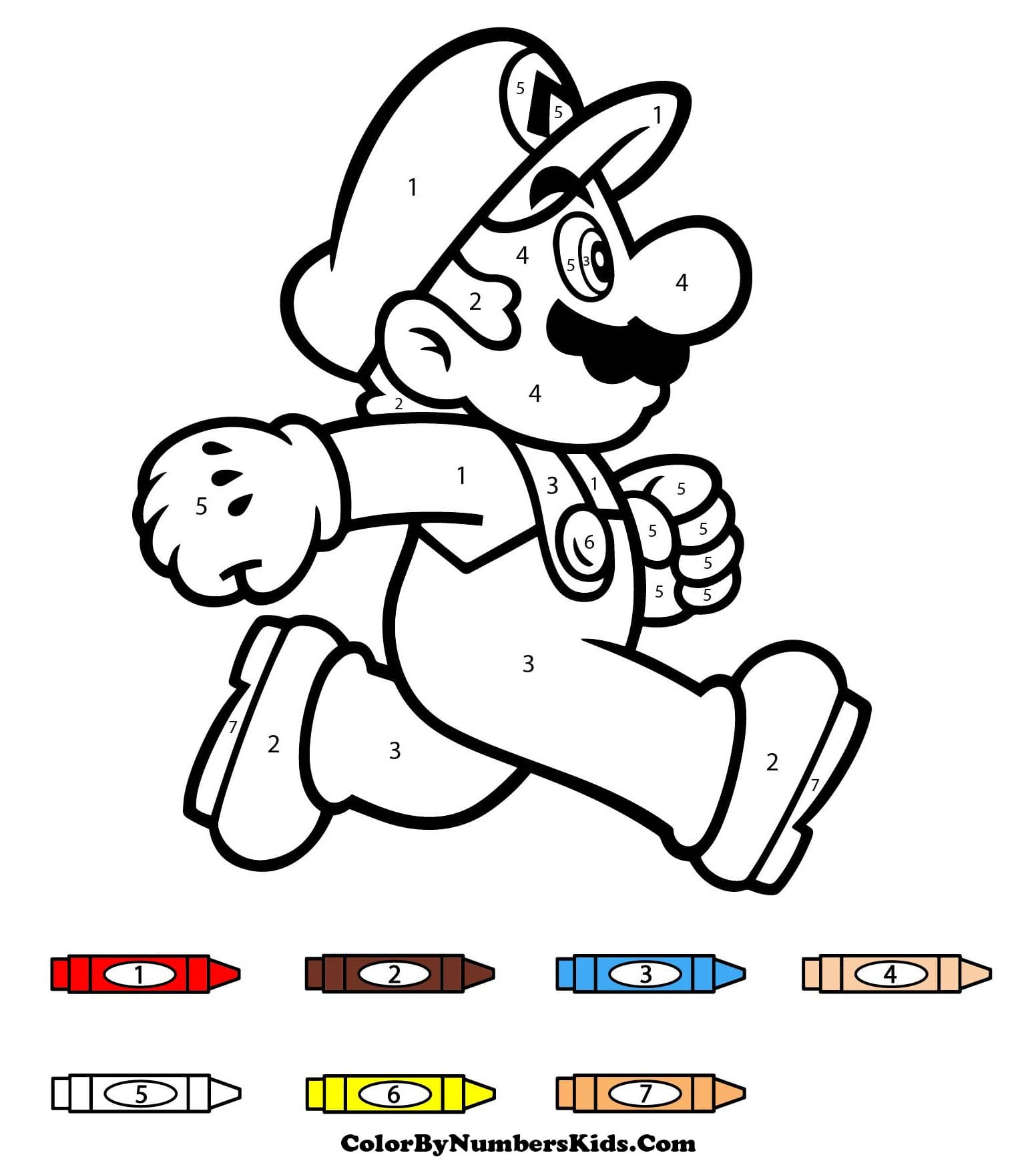 Running Mario Color By Number