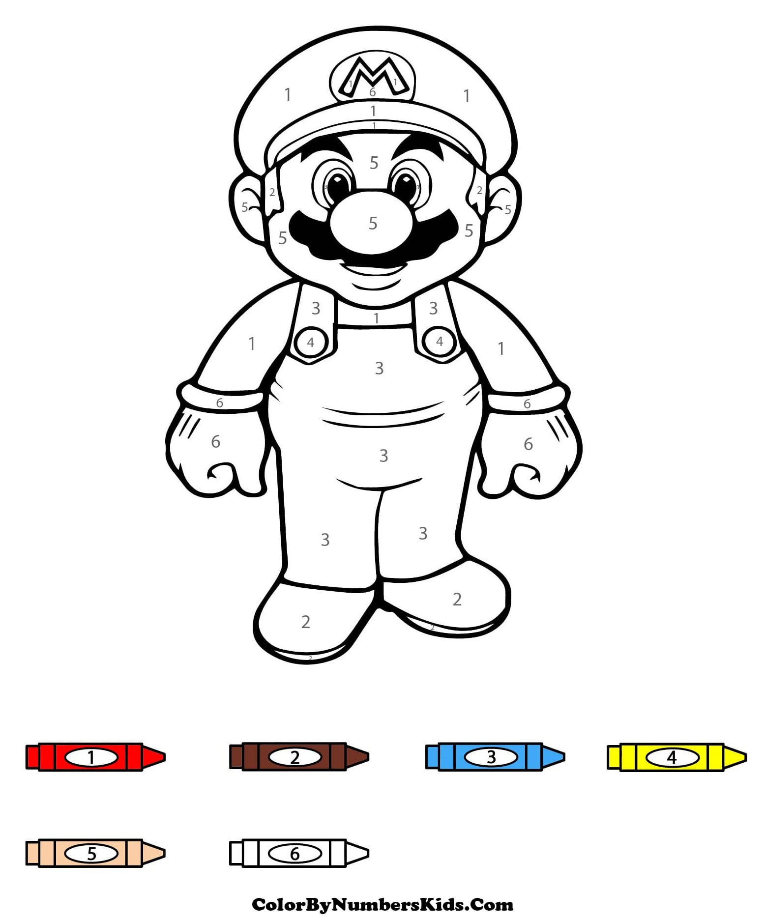 Smiling Mario Color By Number
