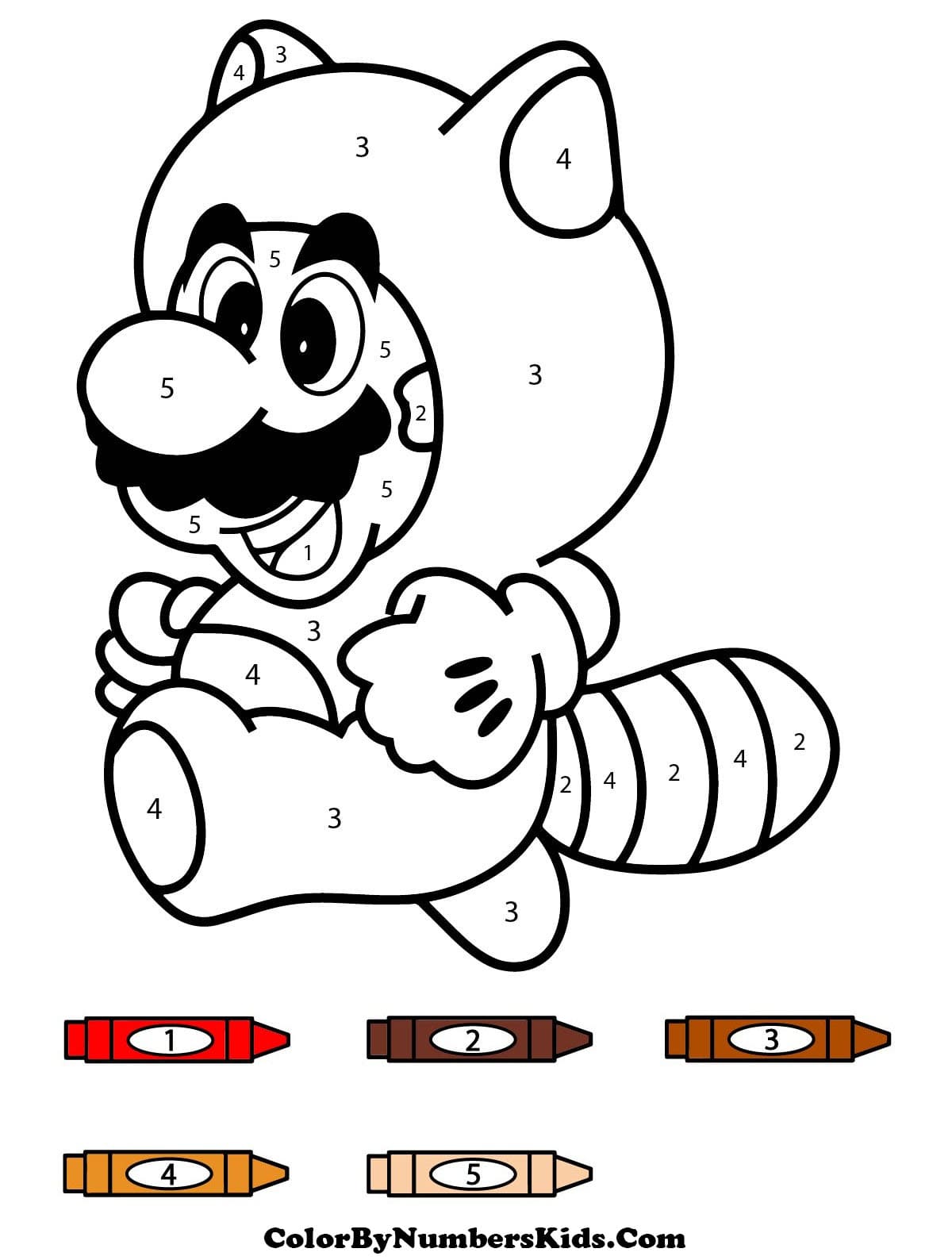 Tanooki Mario Color By Number