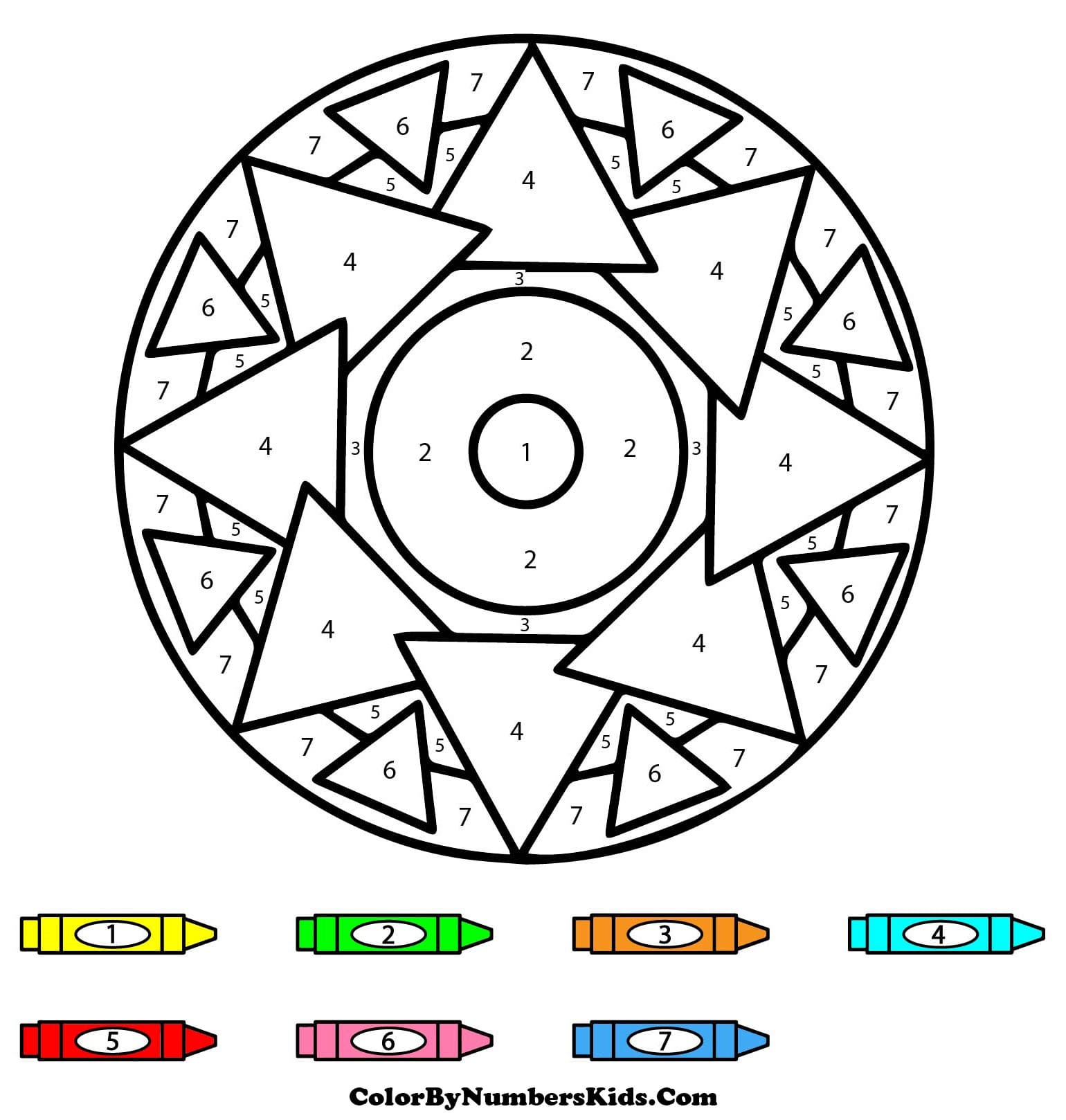 Triangles Mandala Color By Number