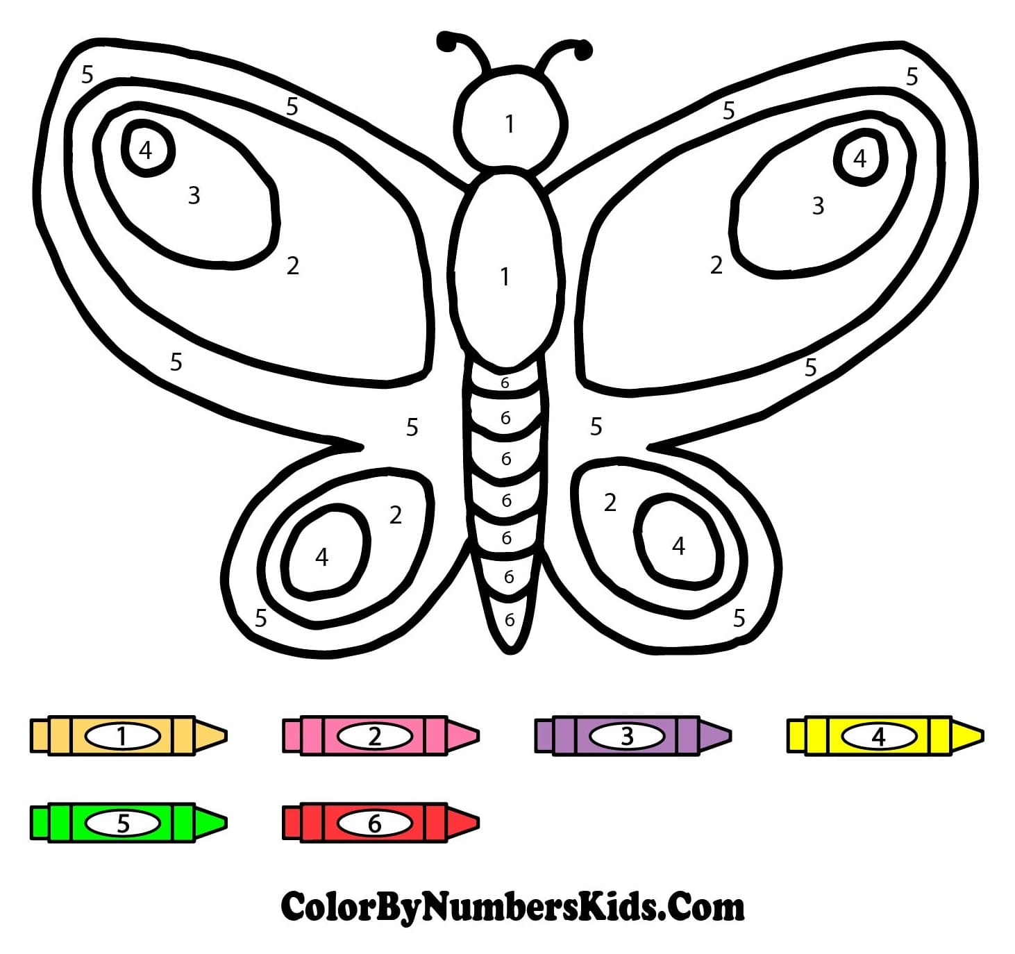 A Butterfly Color By Number Sheet