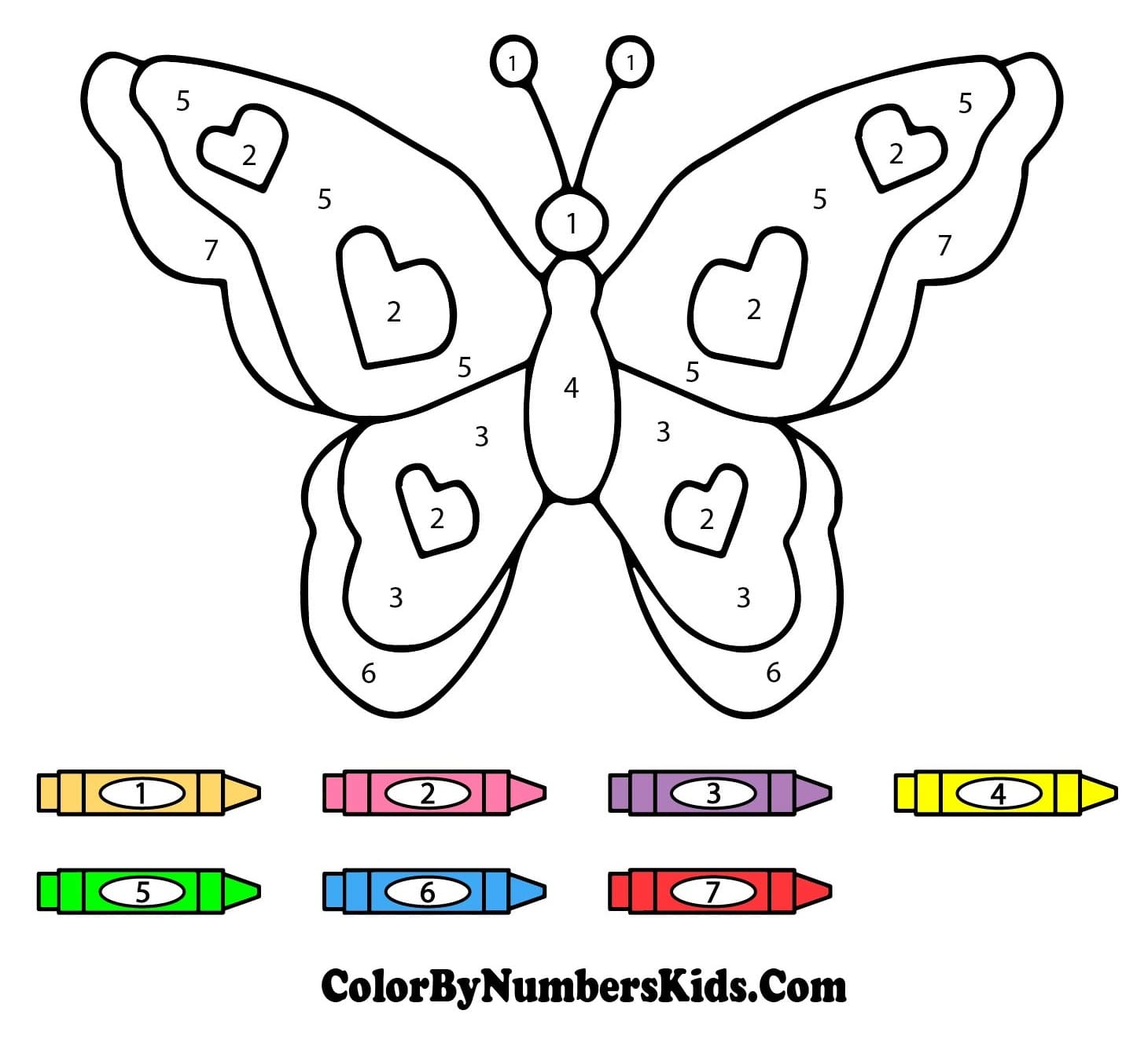 Beautiful Butterfly Color By Number Worksheet