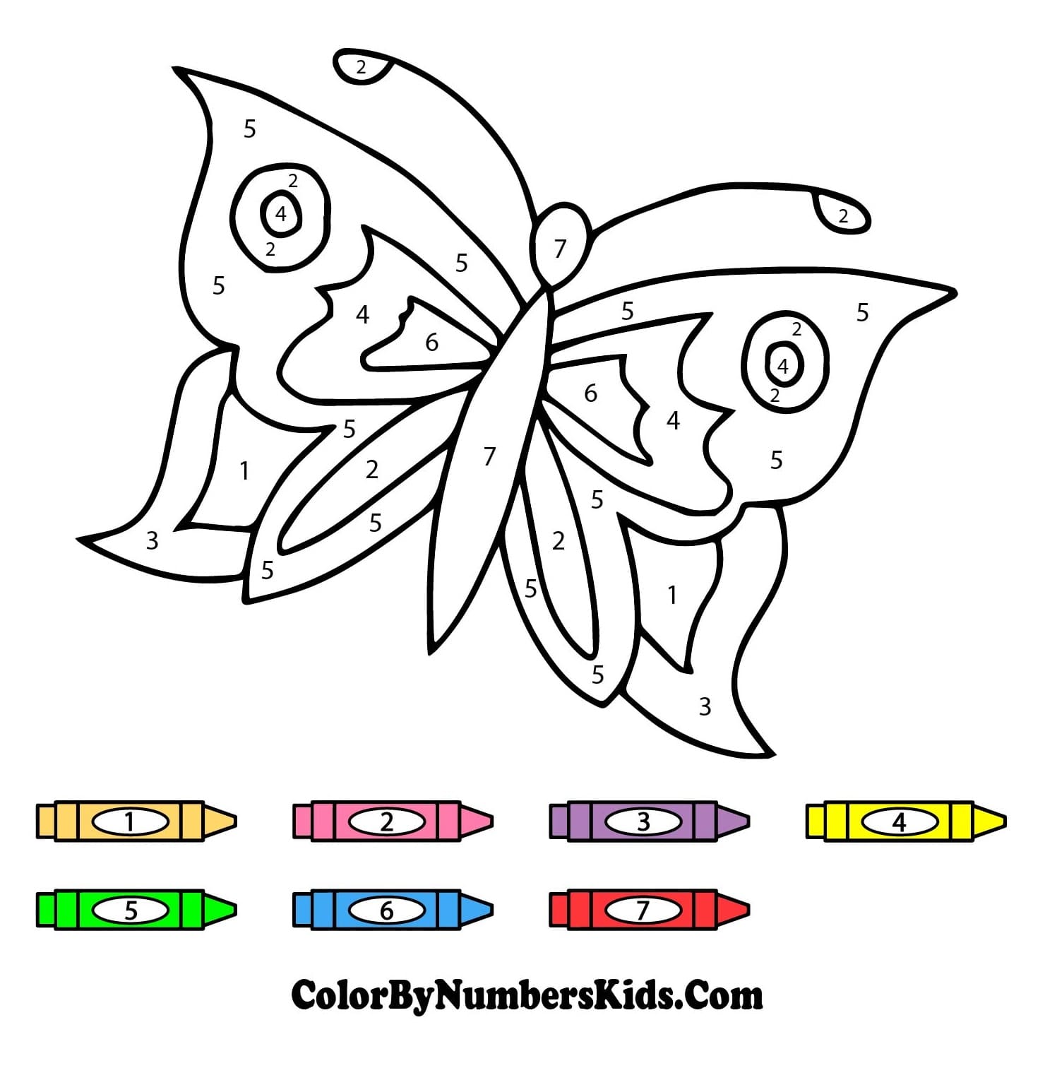 Butterfly Color By Number Sheet