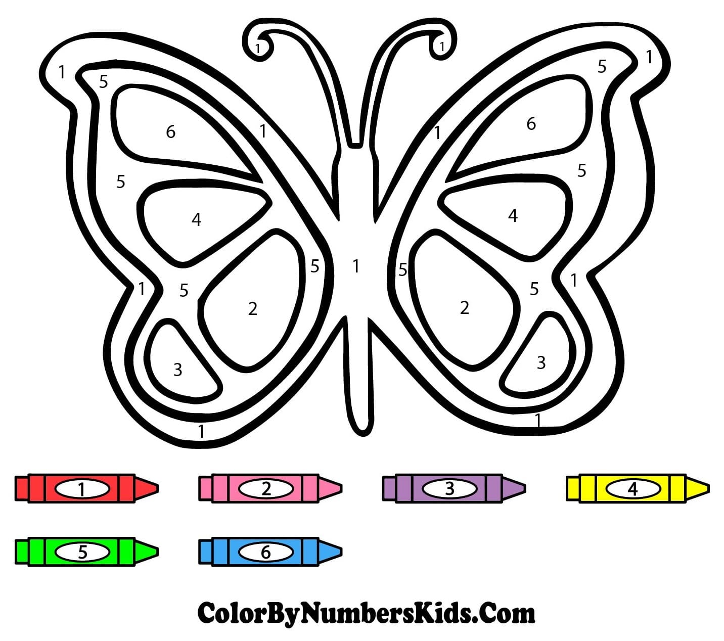Butterfly Color By Number Worksheet