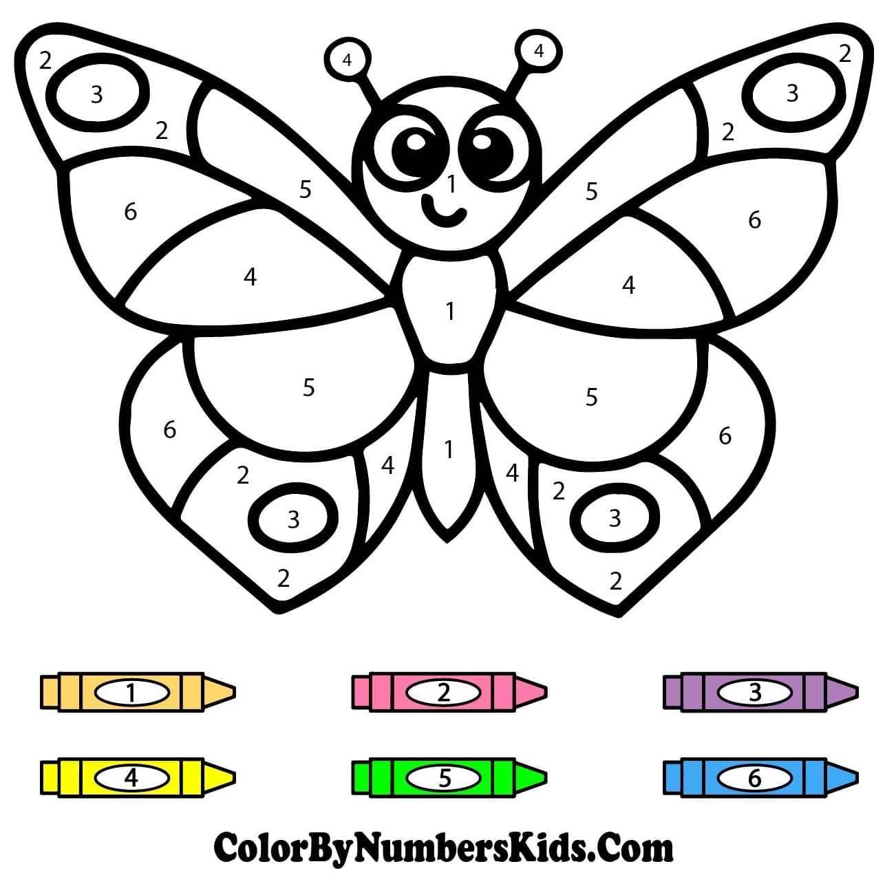 Cartoon Butterfly Color By Number