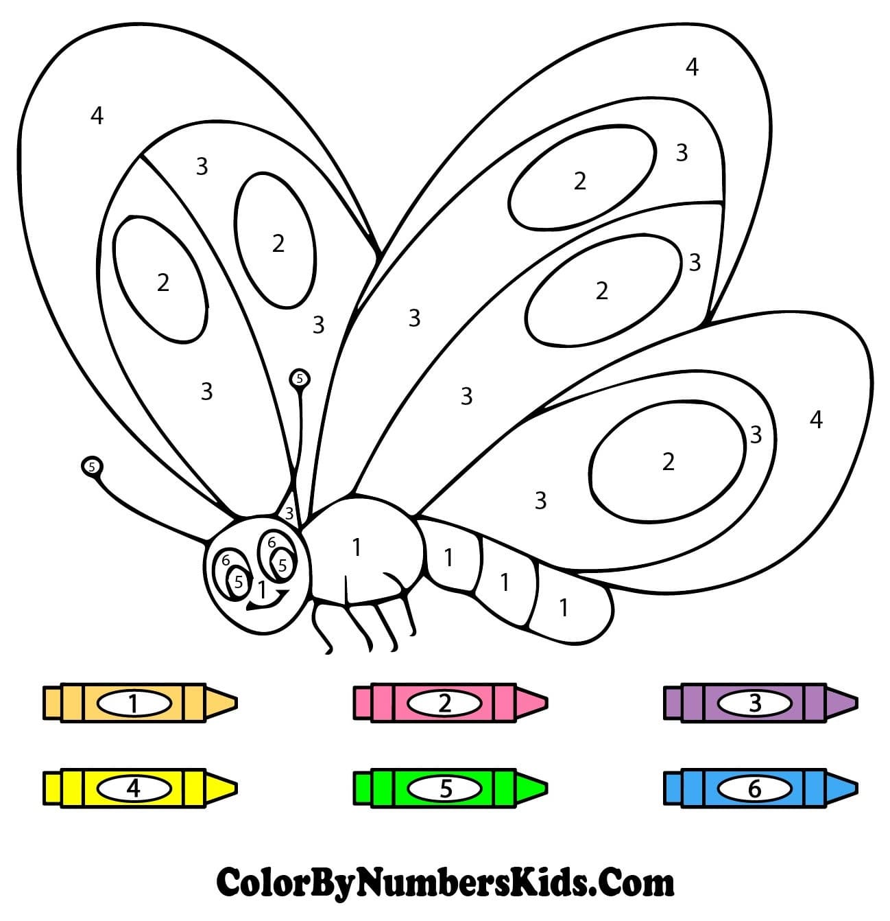 Cute Cartoon Butterfly Color By Number