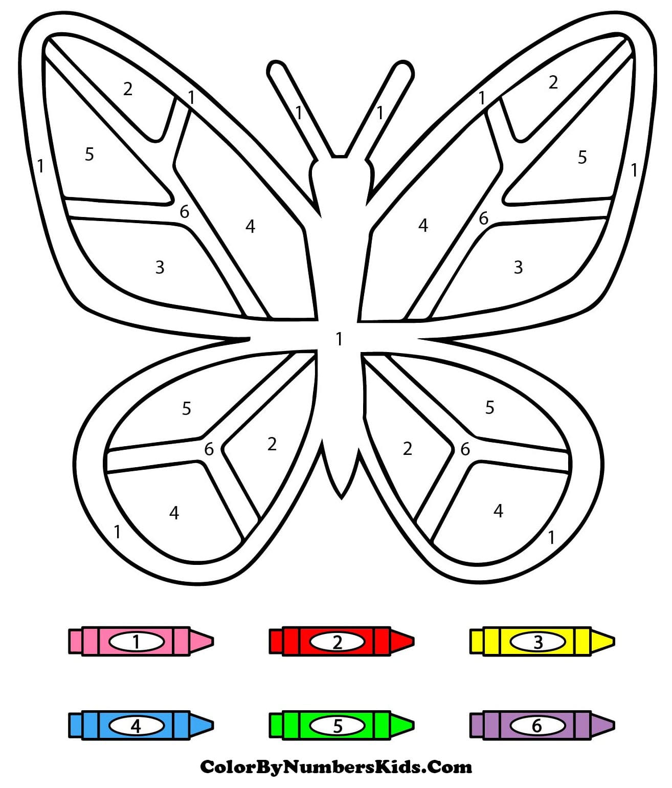 Easy Butterfly Color By Number