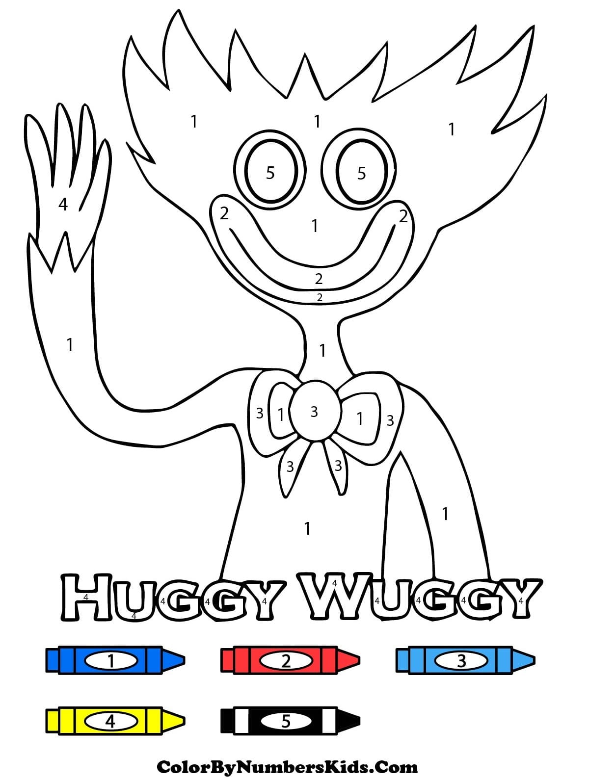 Friendly Huggy Wuggy Color By Number