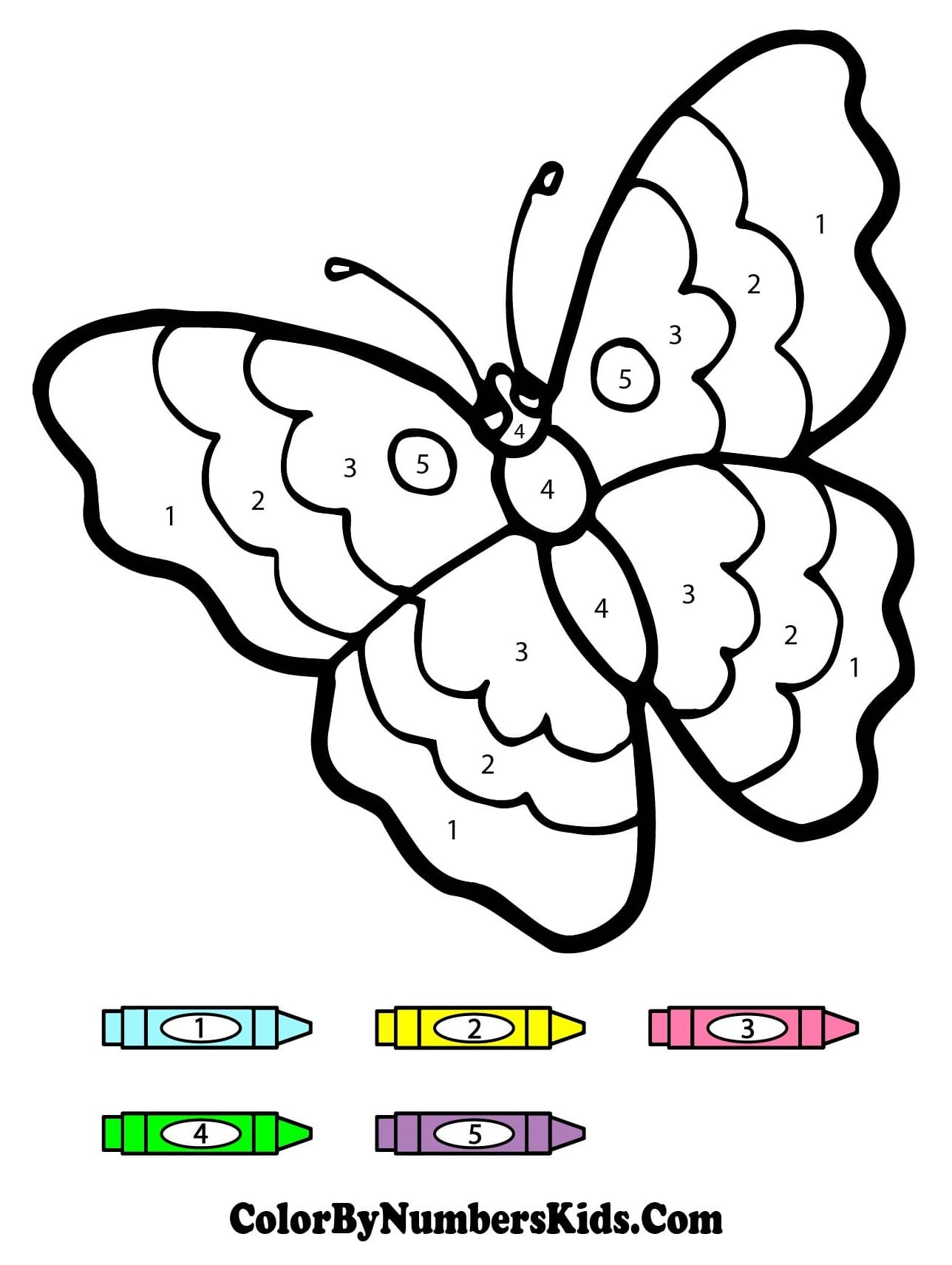 Lovely Butterfly Color By Number Sheet