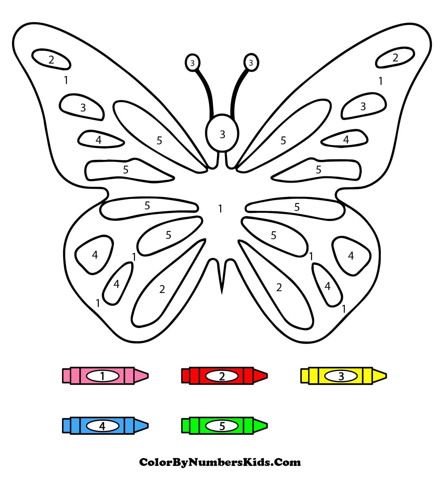 Simple Butterfly Color By Number