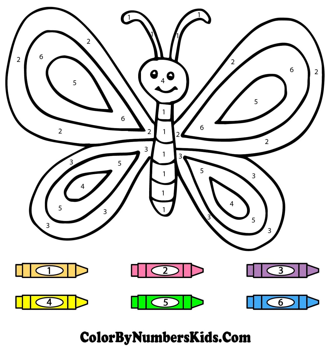 Smiling Butterfly Color By Number