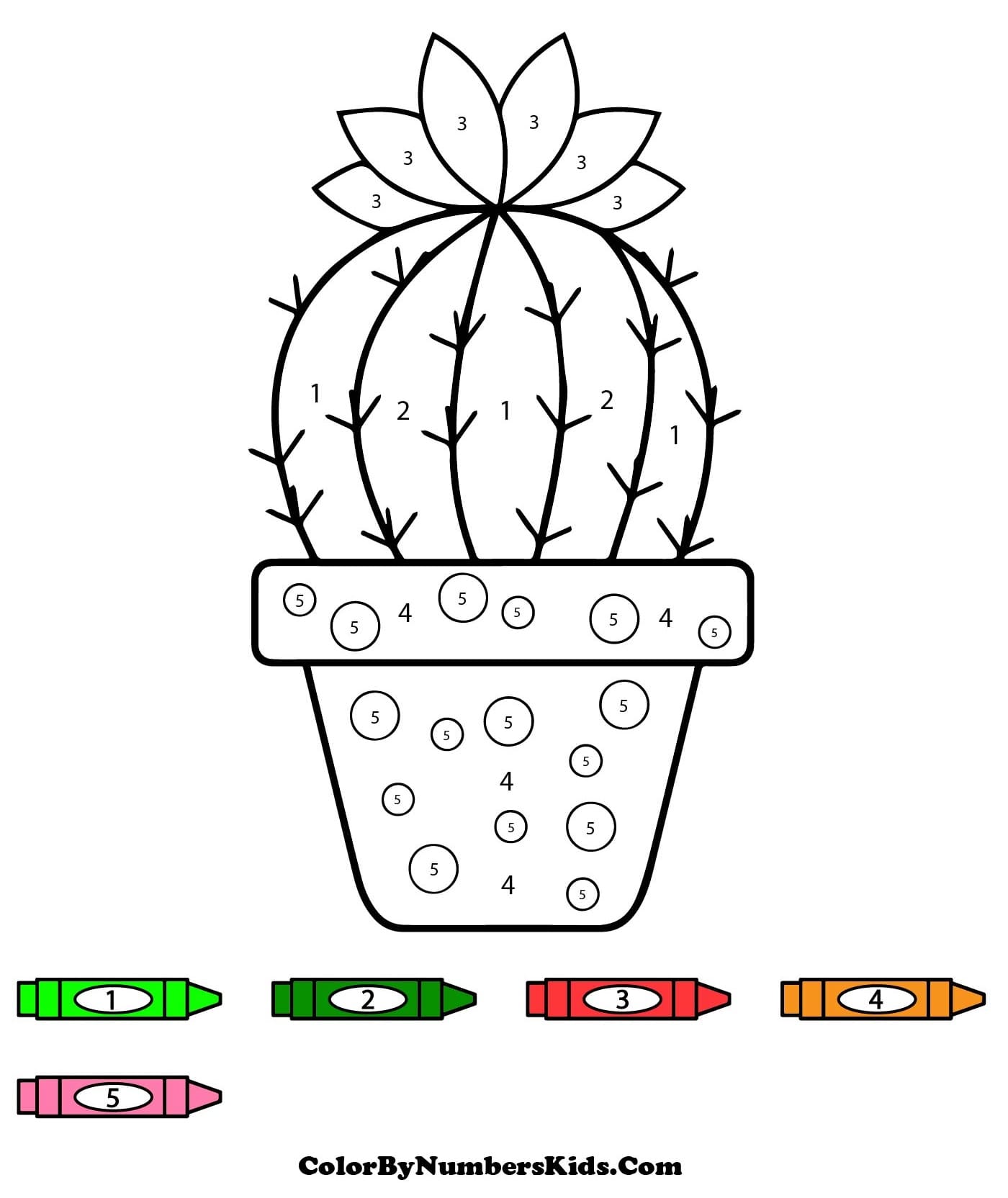 A Cactus Pot Color By Number