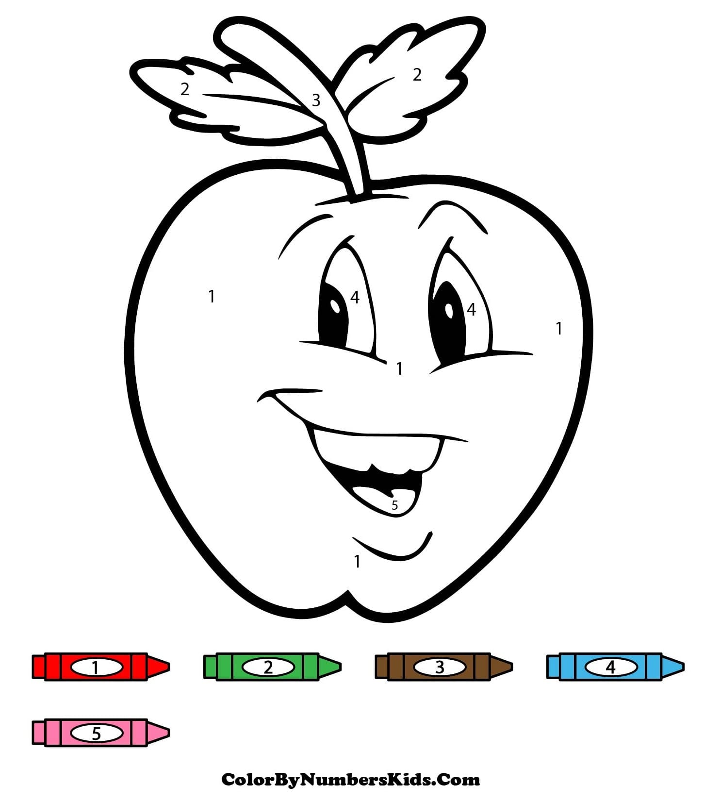 A Cartoon Apple Color By Number