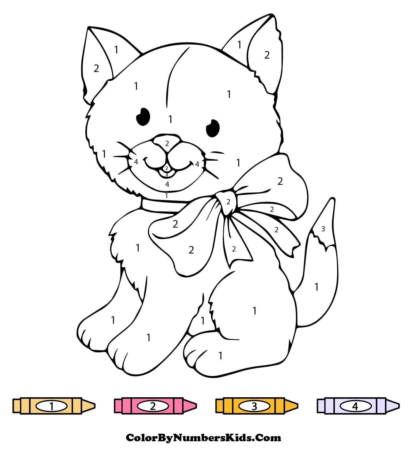A Cat Color By Number Worksheet