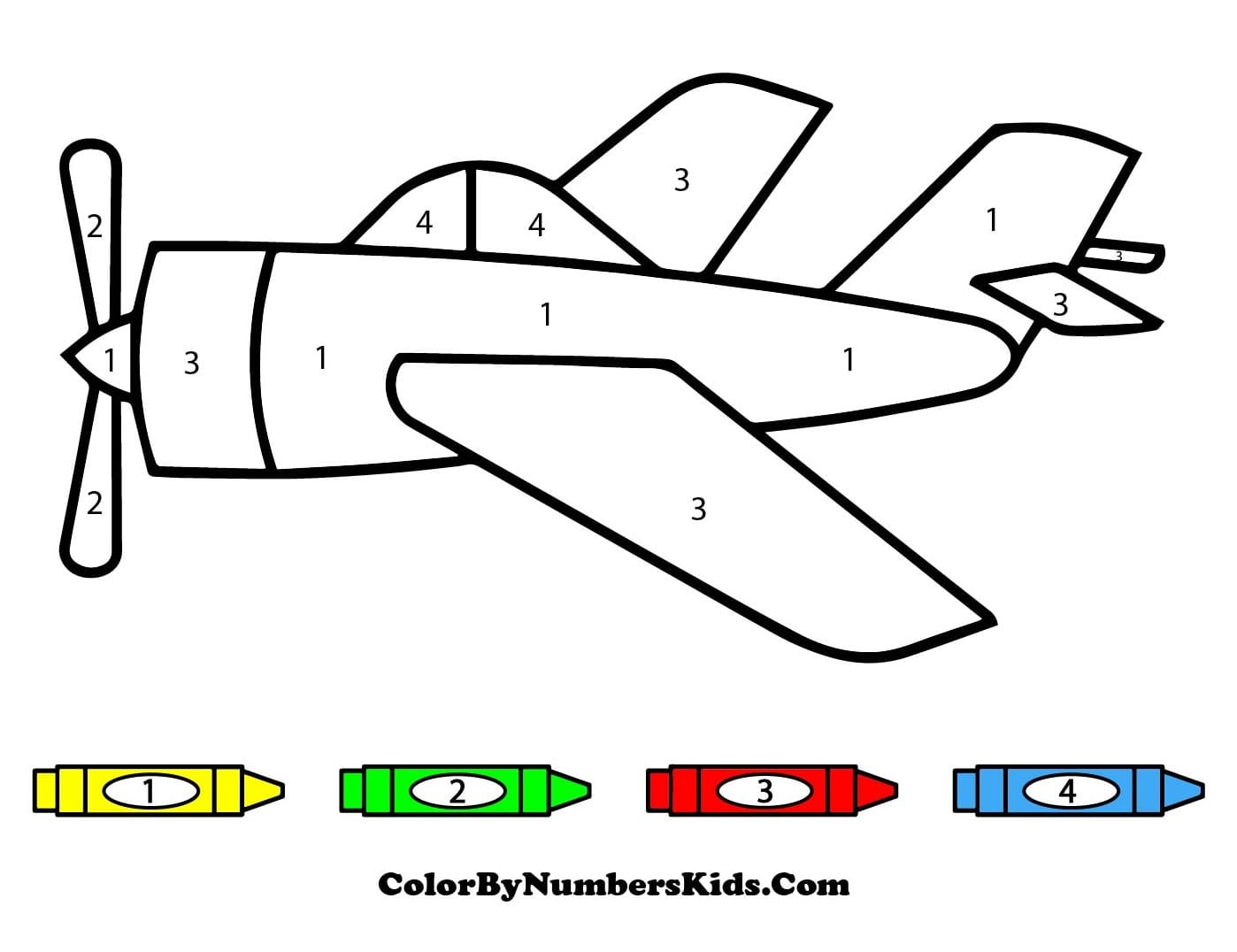 A Cute Airplane Color By Number