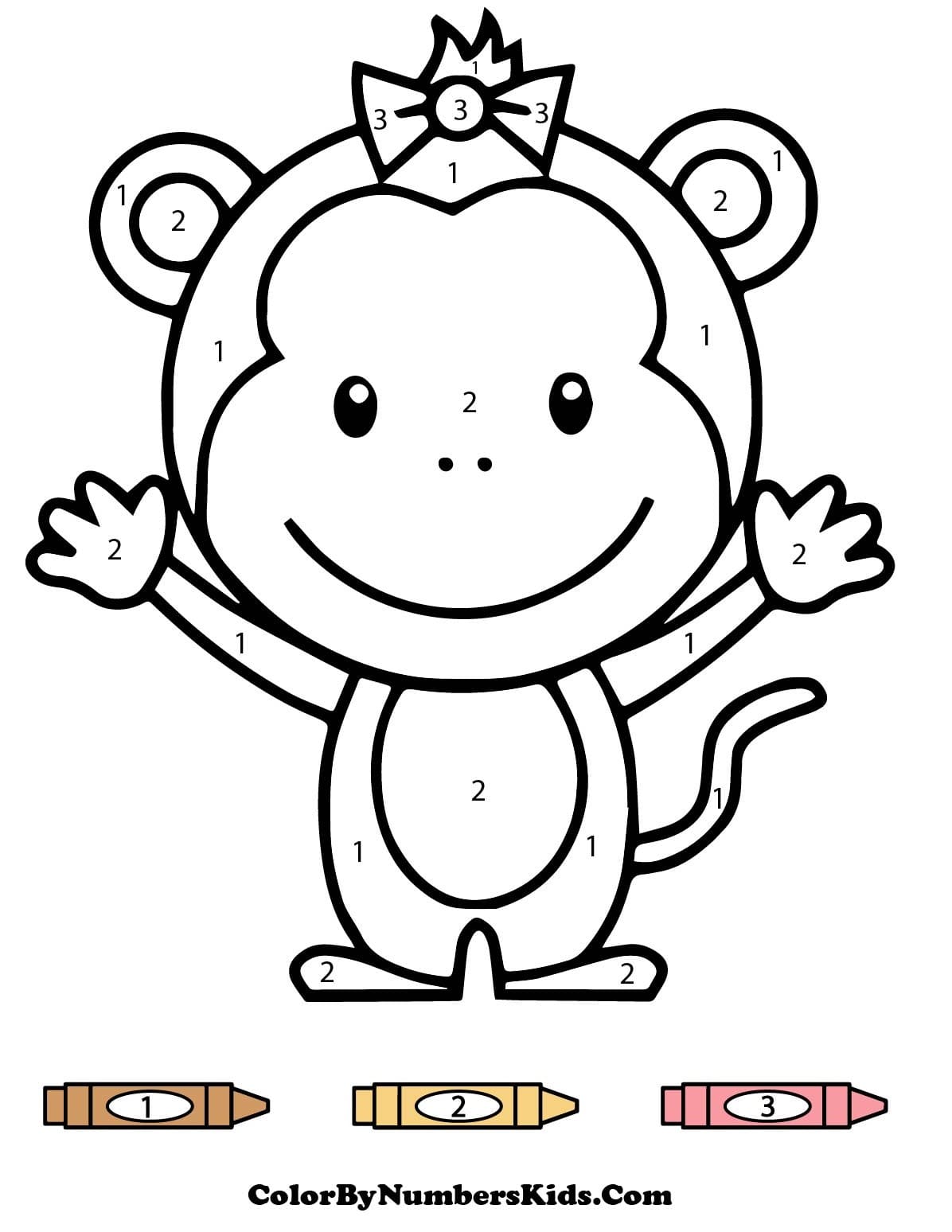 A Cute Monkey Color By Number