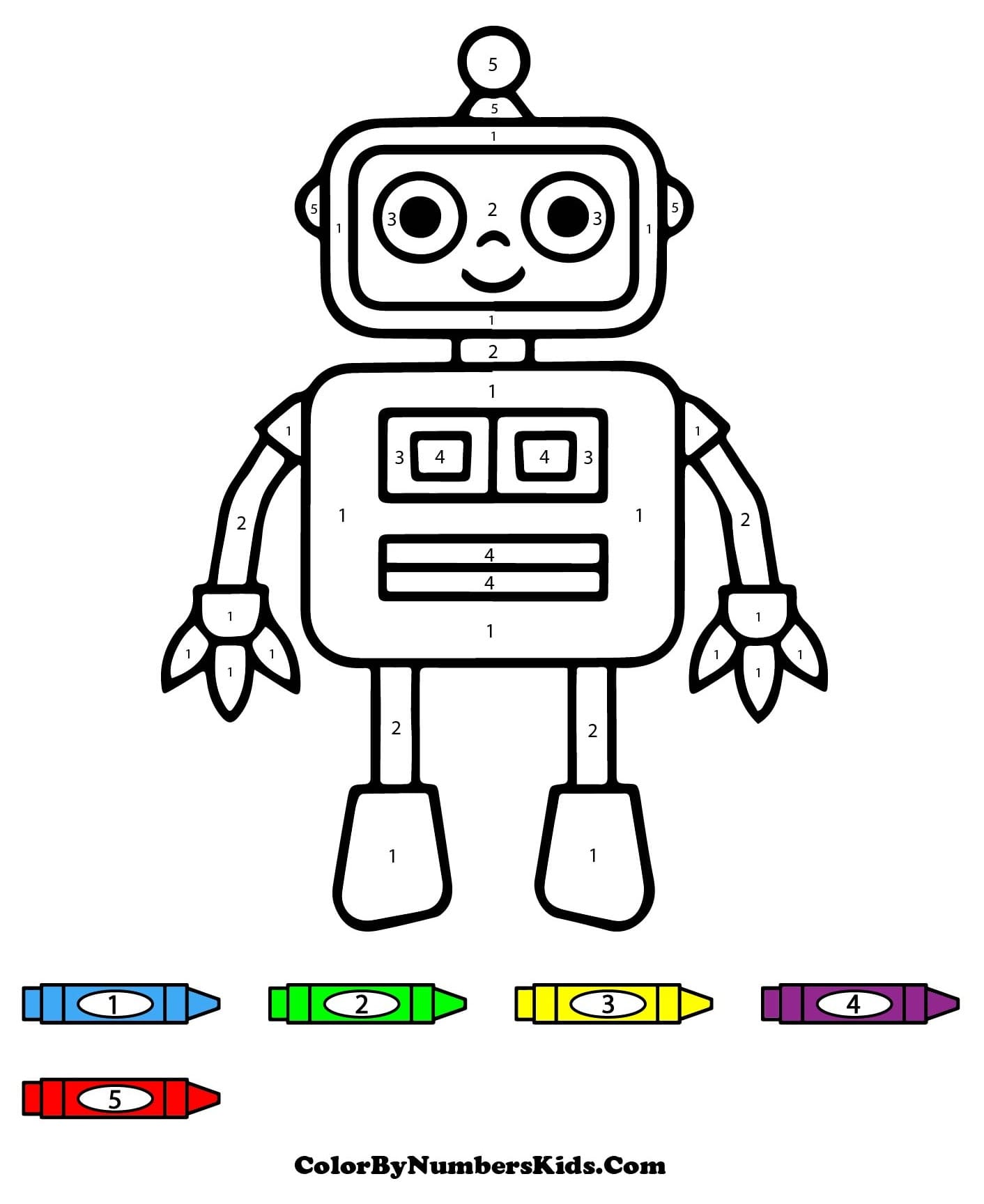 A Cute Robot Color By Number