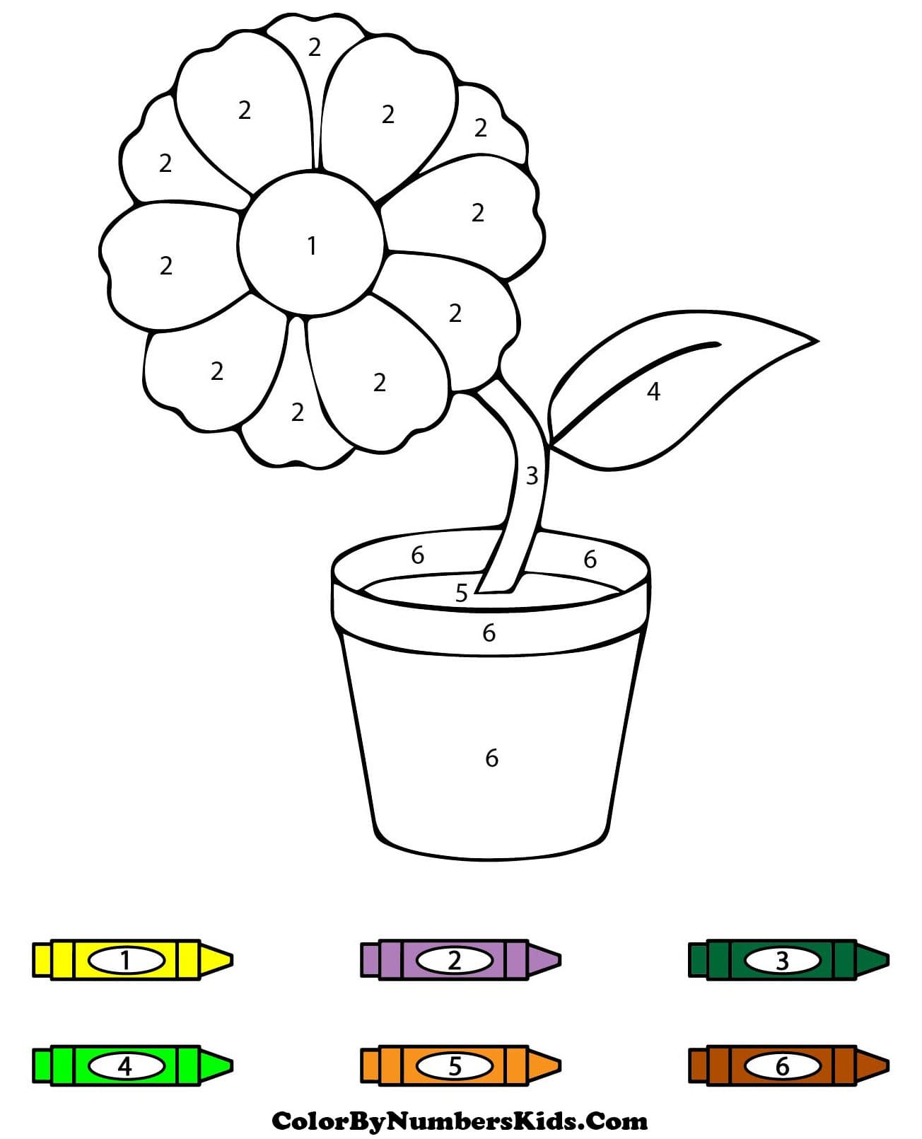A Flower Pot Color By Number