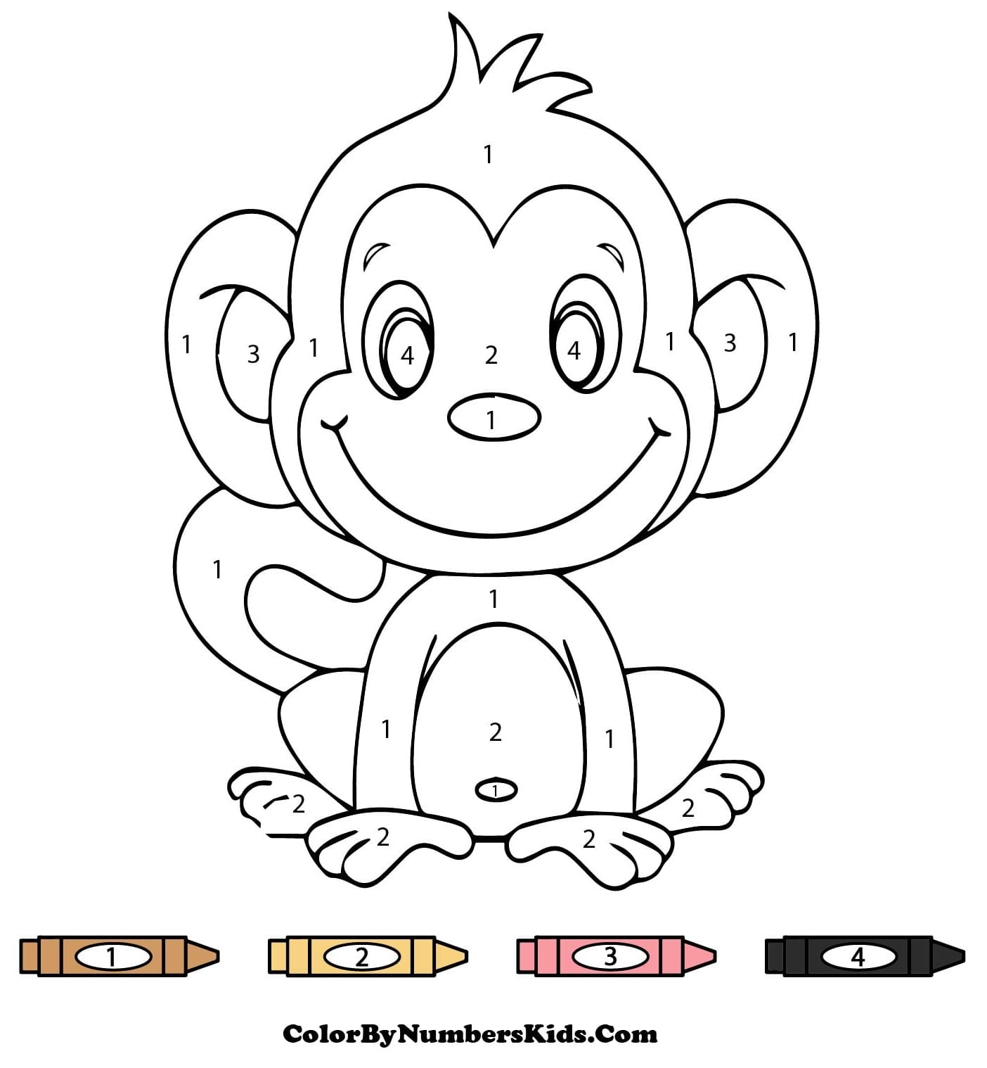 Adorable Monkey Color By Number