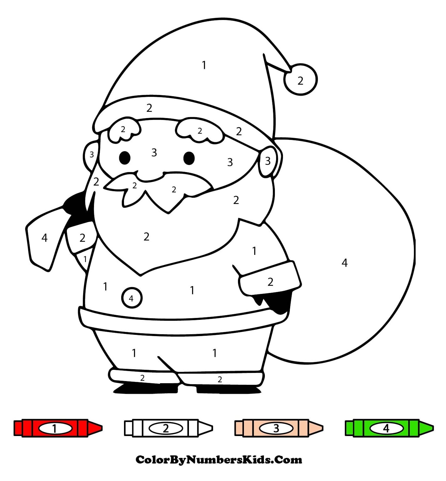 Adorable Santa Claus Color By Number