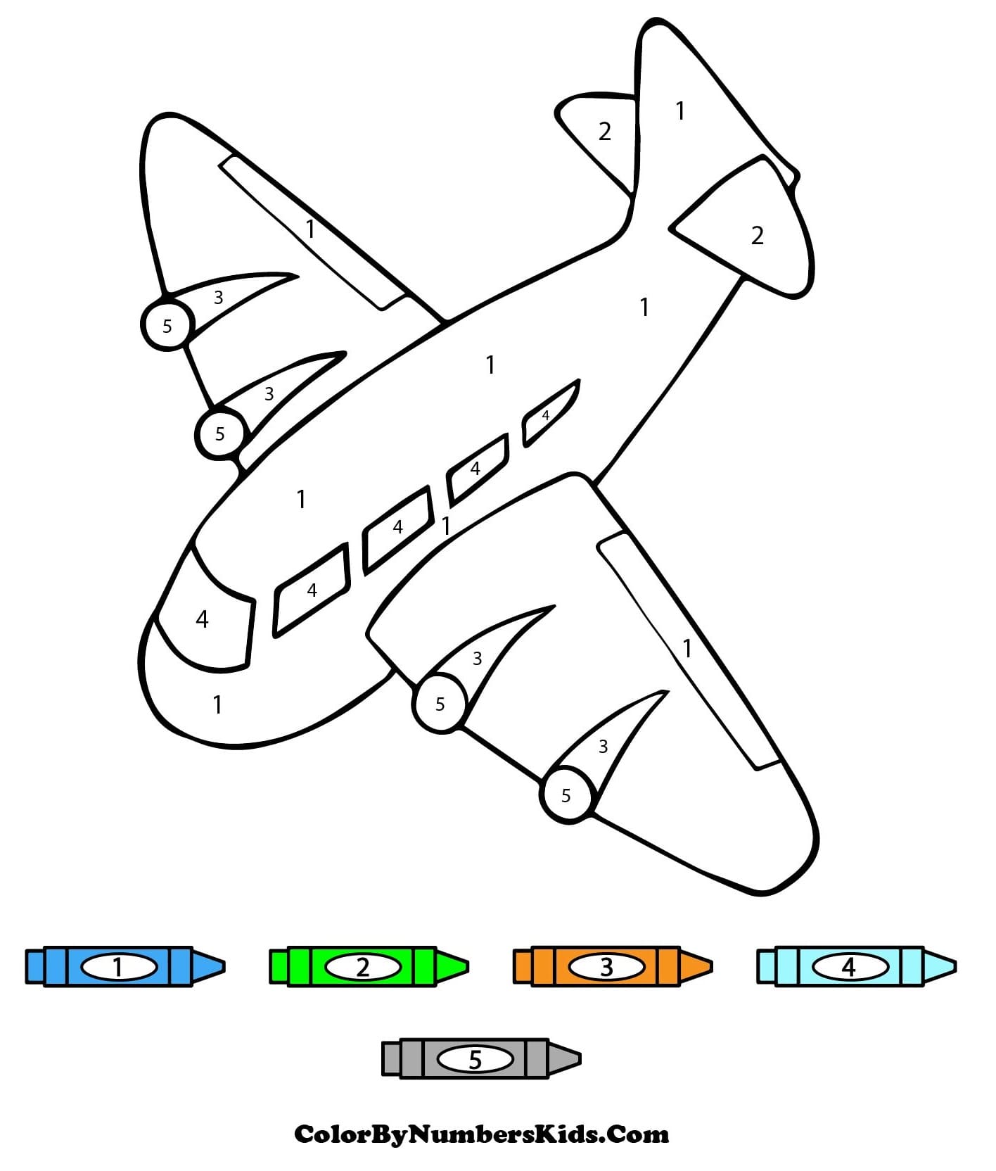 Airplane Color By Number For Kids