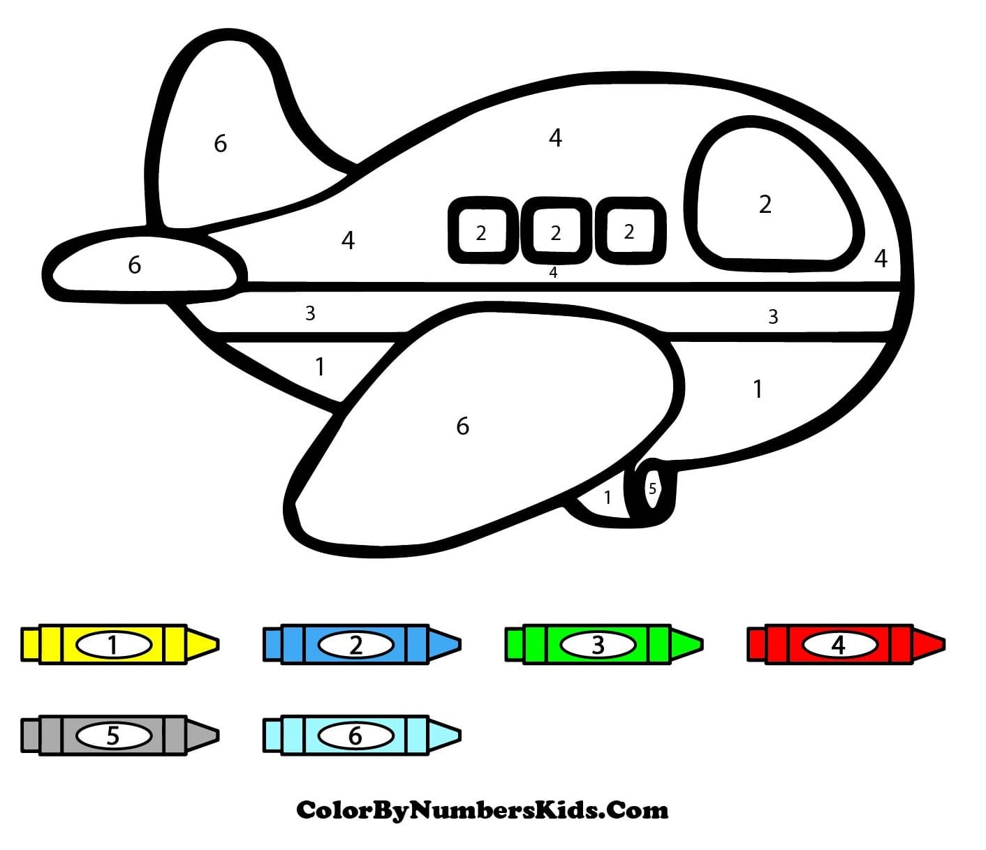 Airplane Color By Number Sheet