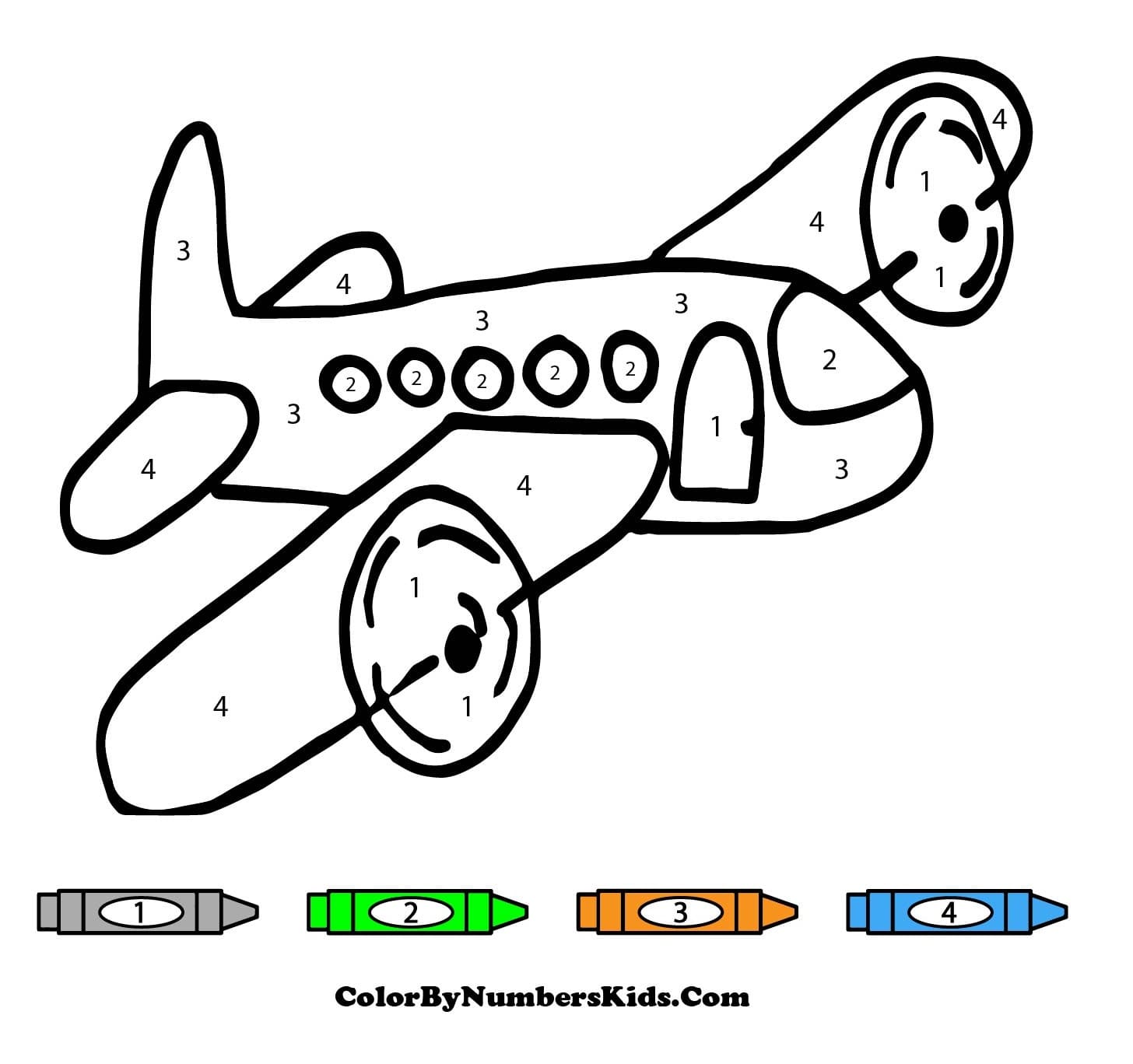 Airplane Color By Number Worksheet