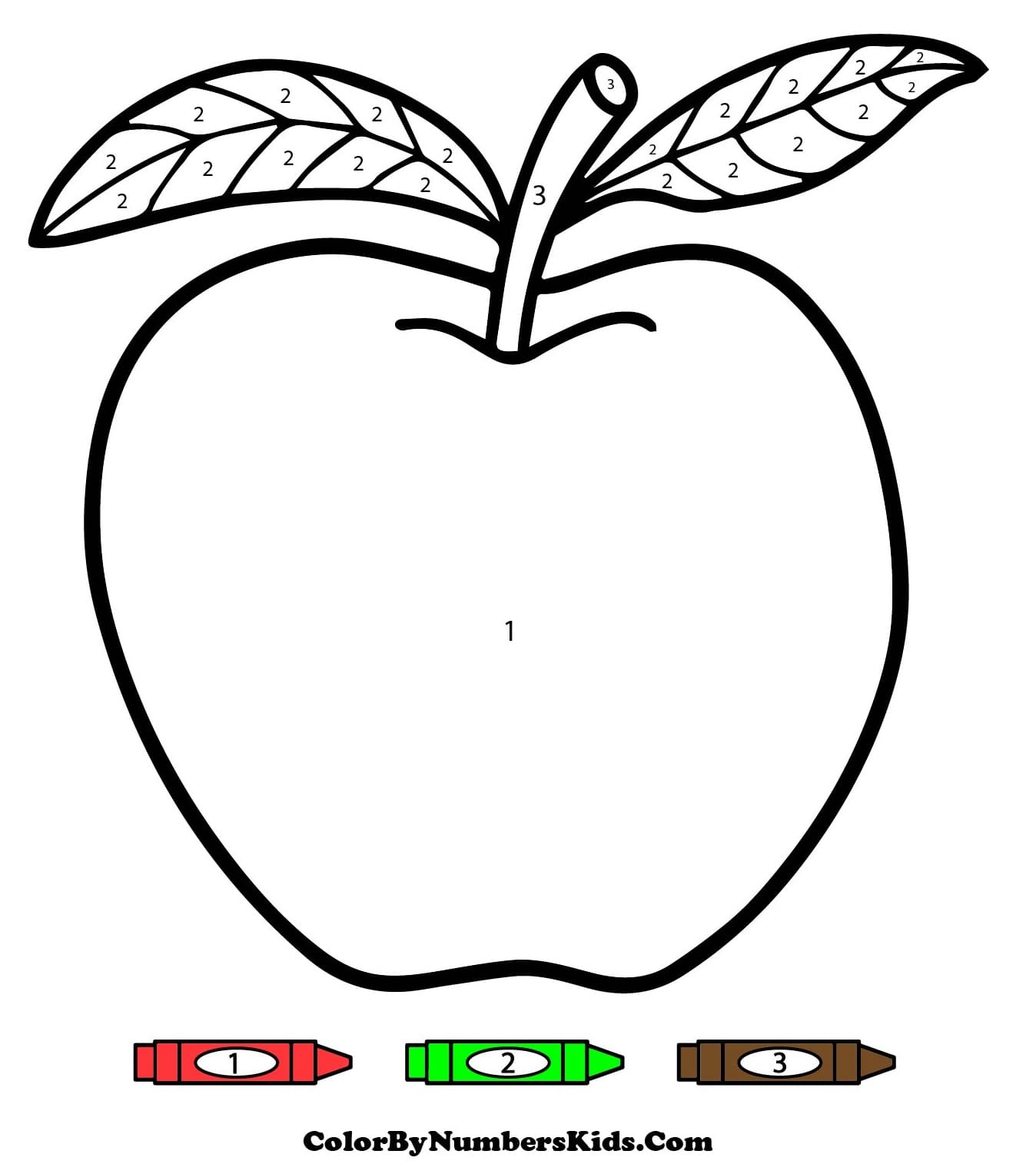 An Apple Color By Number Worksheet