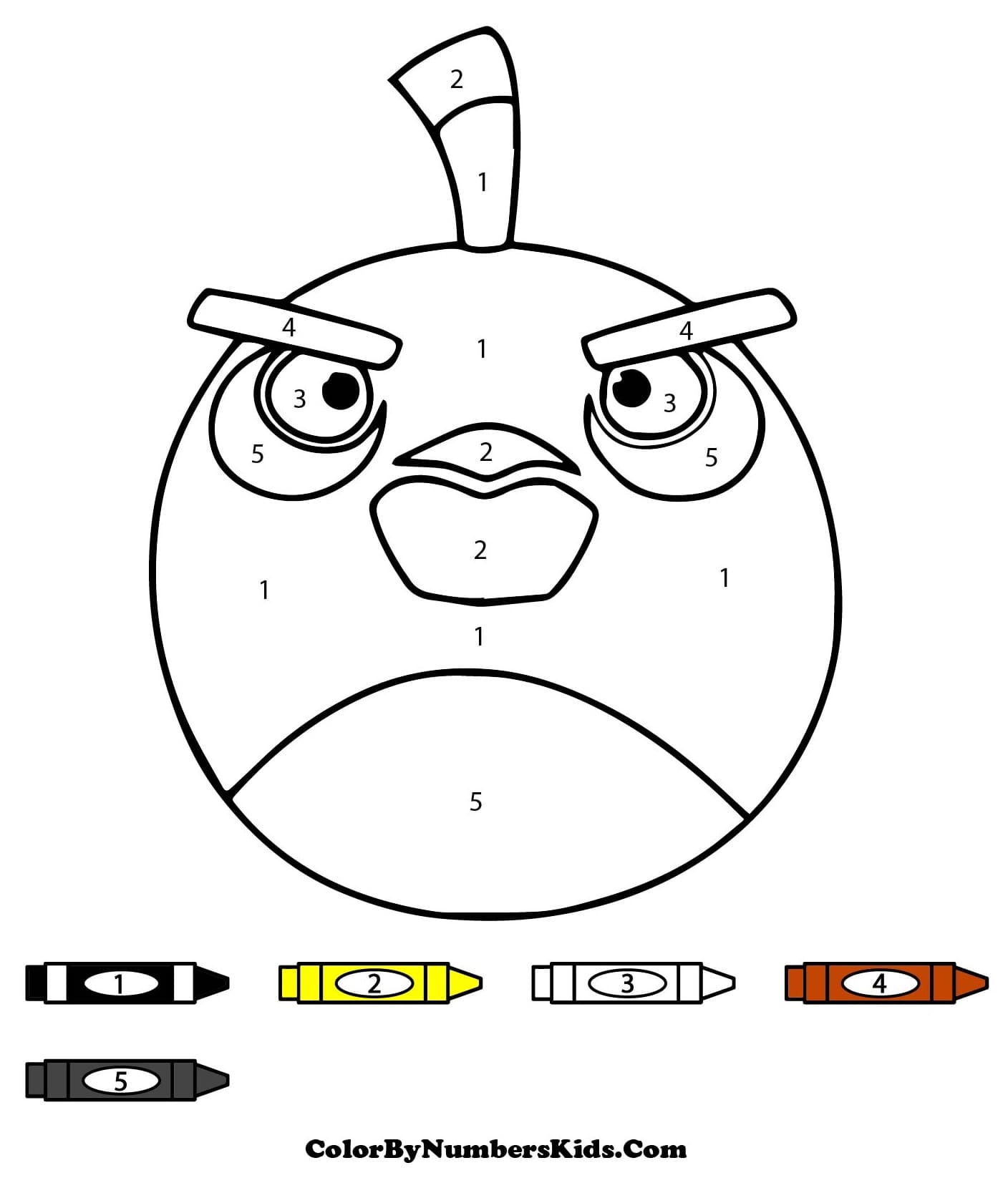 Angry Bird Bomb Color By Number