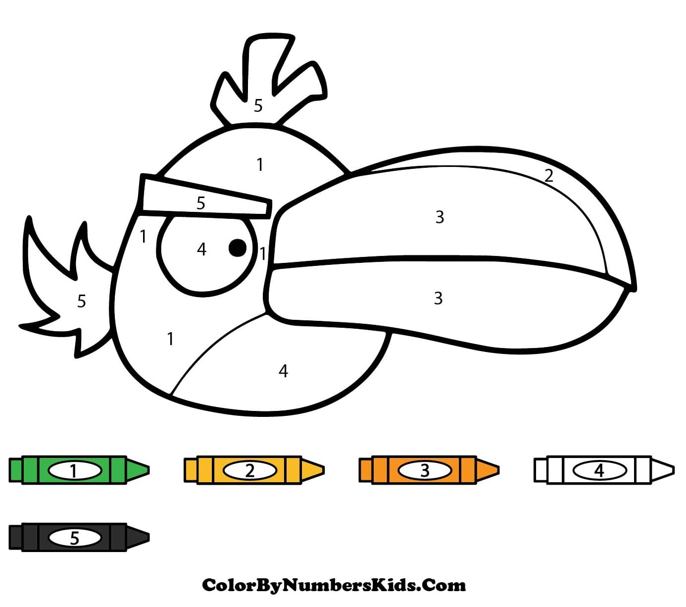 Angry Bird Hal Color By Number