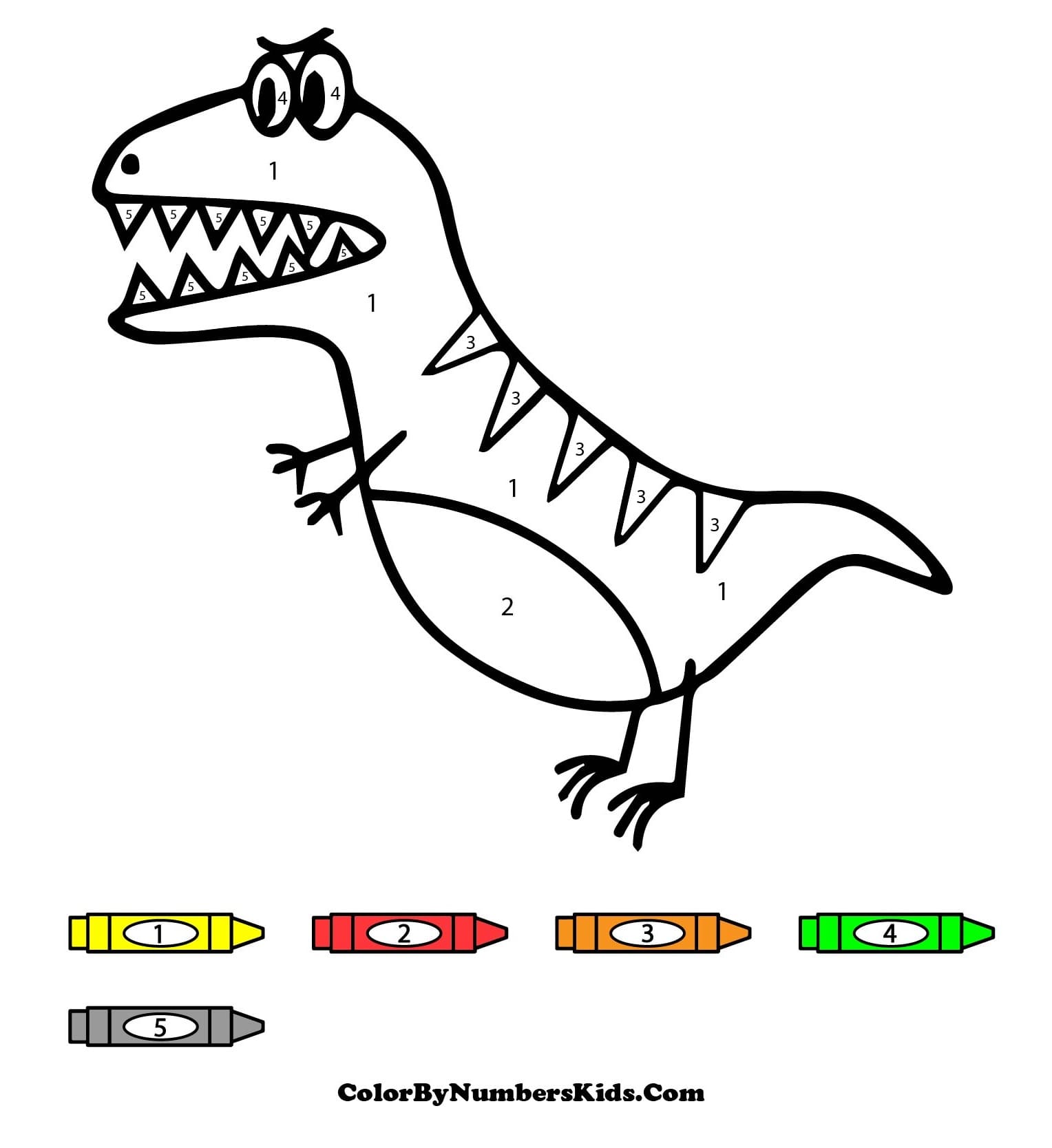 Angry Dinosaur Color By Number