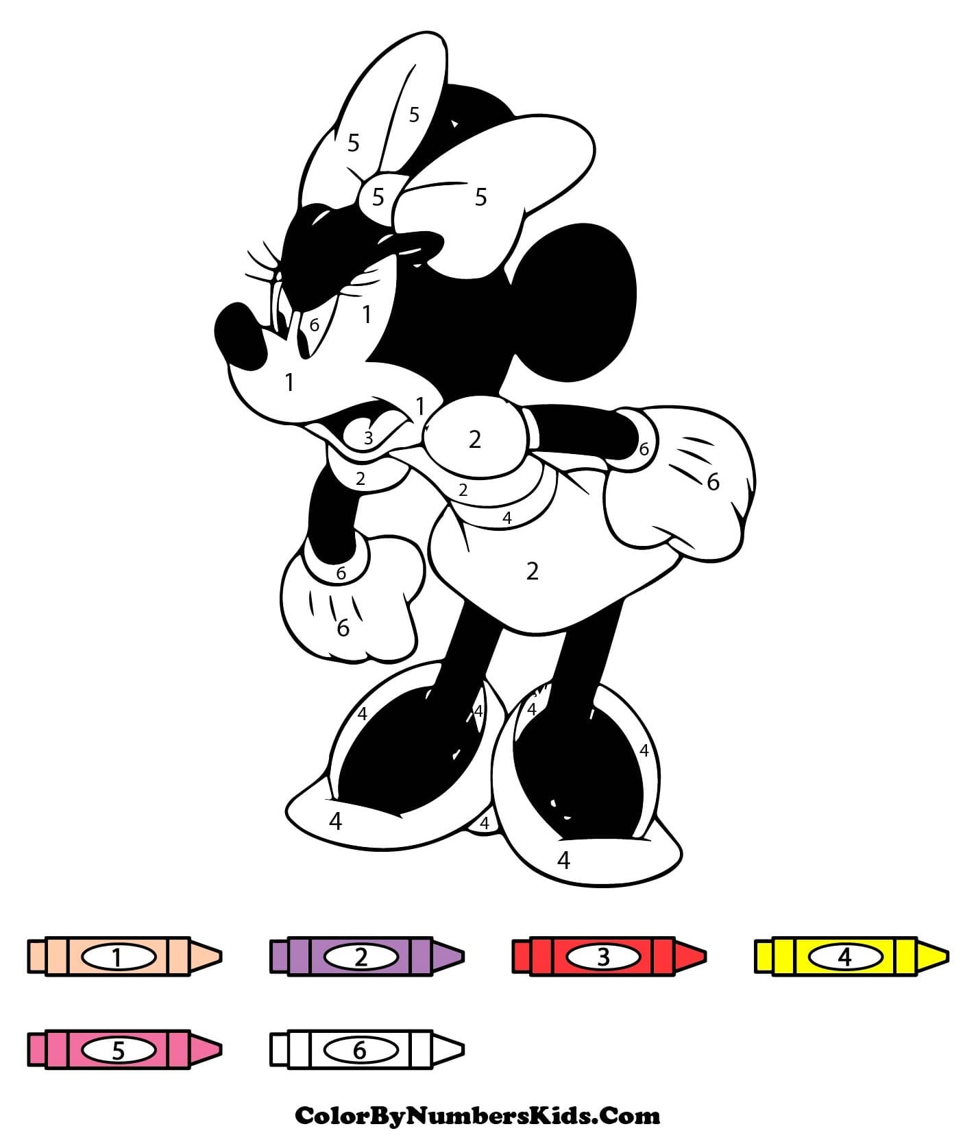 Angry Minnie Mouse Color By Number