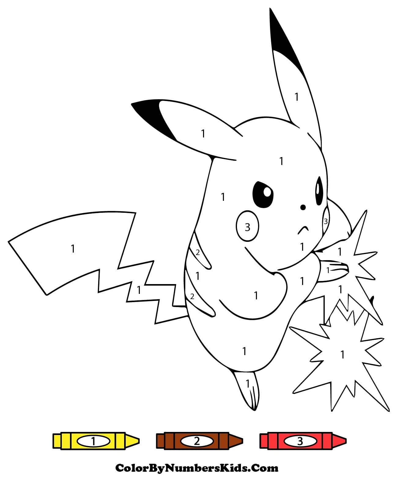 Angry Pikachu Color By Number